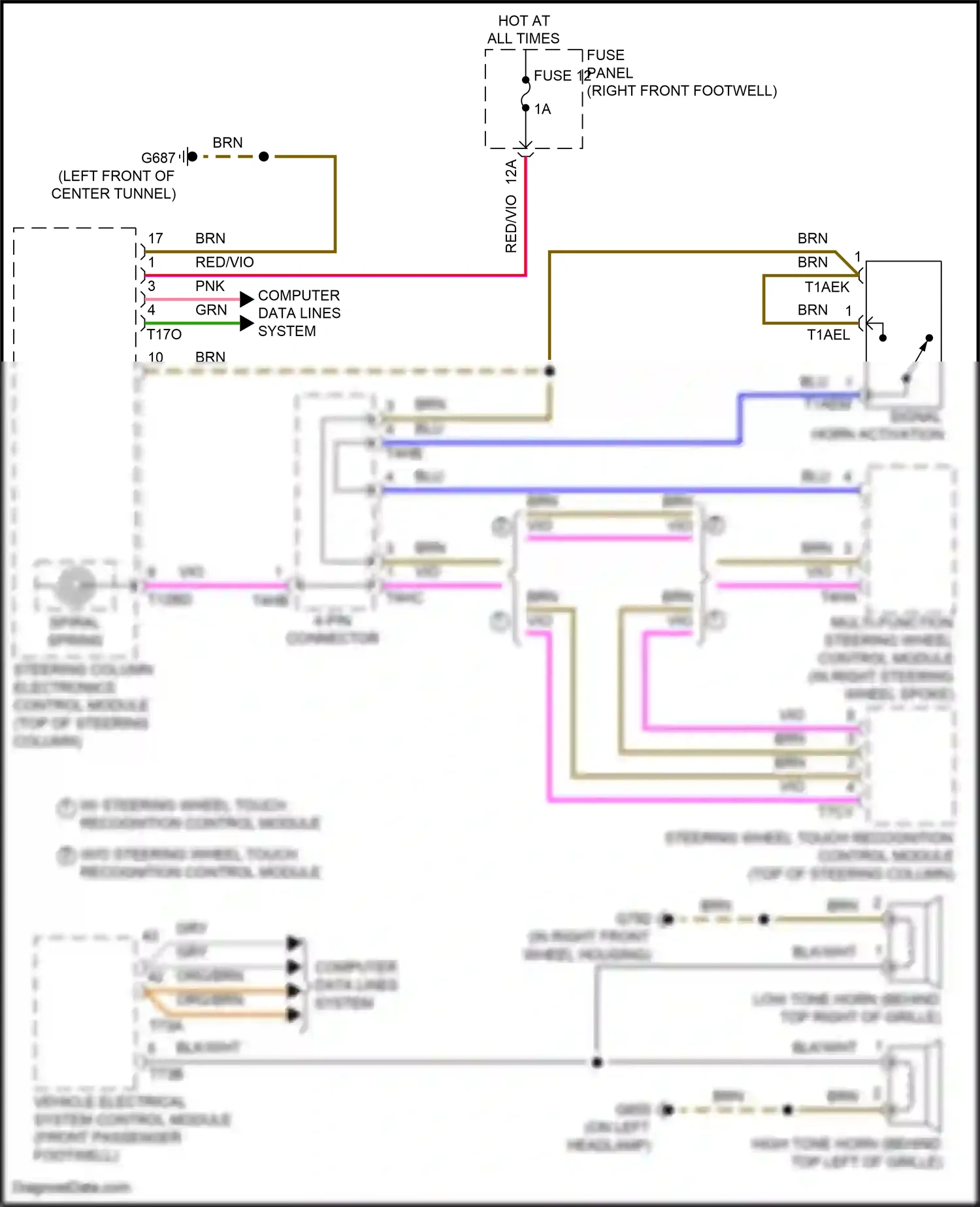 Audi Q8 Sportback e-tron I (2022-2024) multi-function steering wheel control module wiring diagram  (3 of 4)