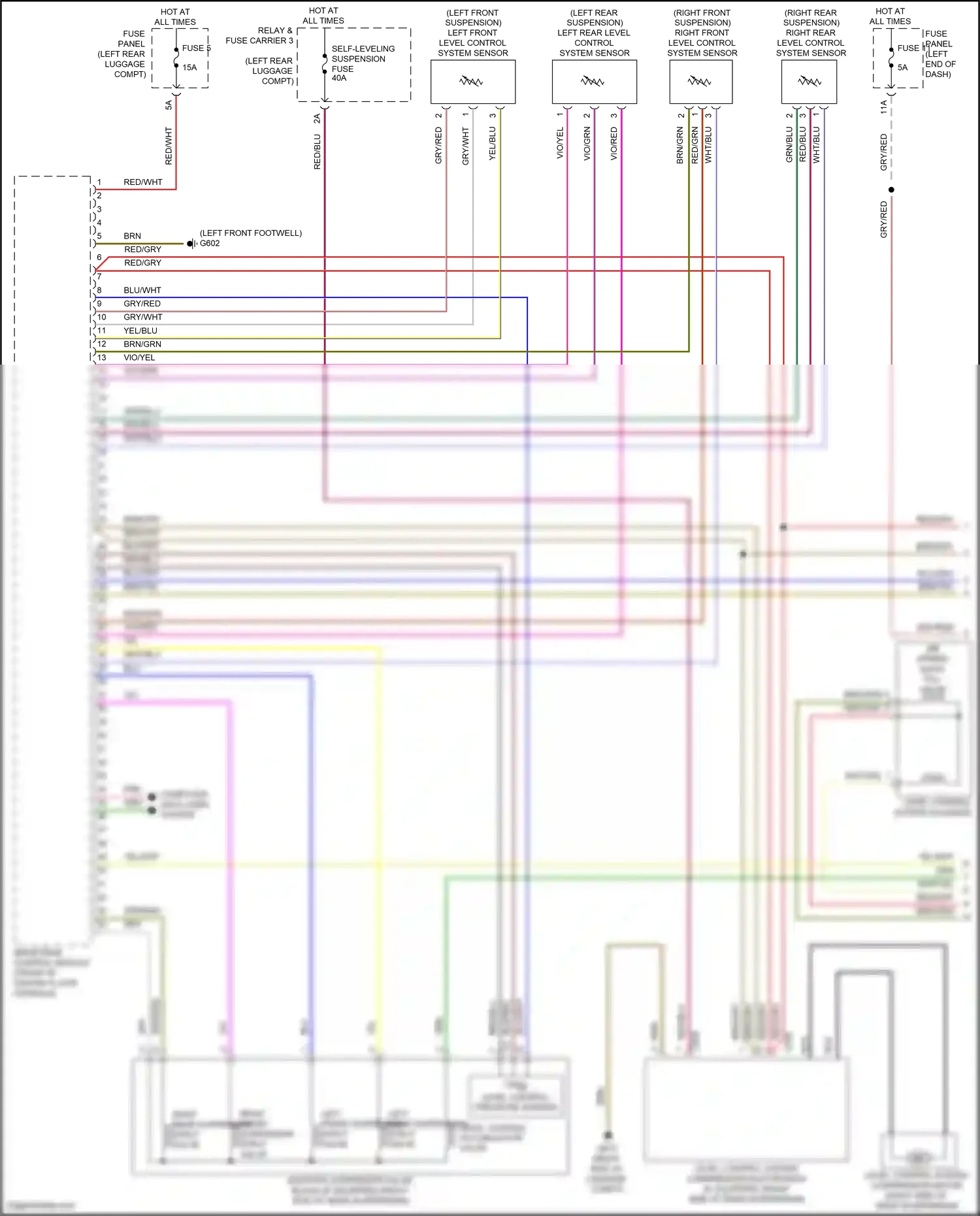 Audi Q8 I facelift (2023-2024) right front level control system sensor wiring diagram  (1 of 1)
