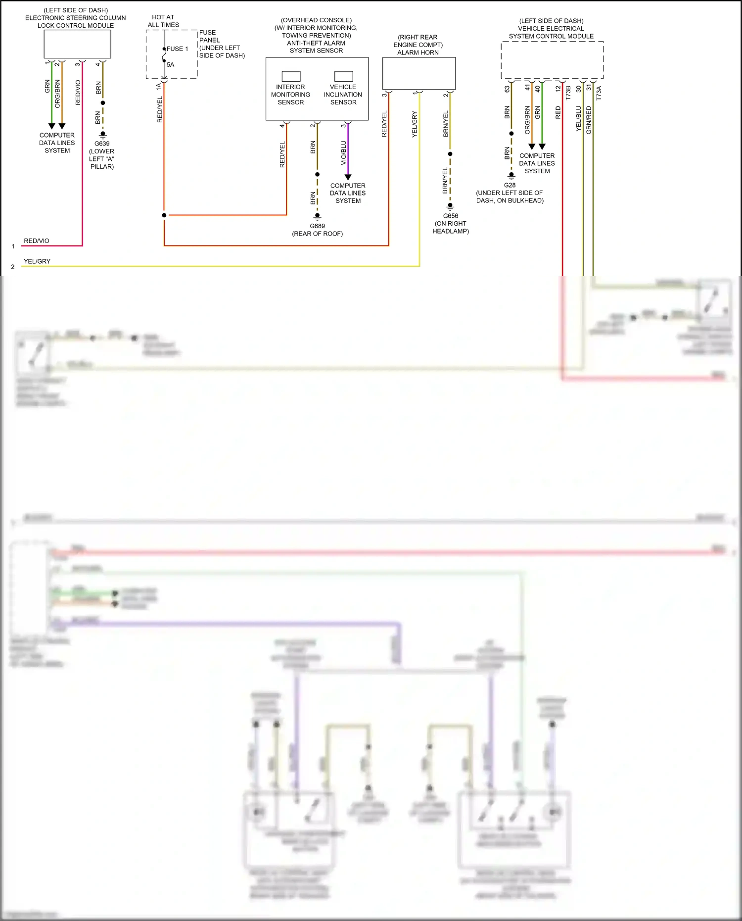 Audi Q8 I (2018-2023) electronic steering column lock control module wiring diagram  (2 of 6)