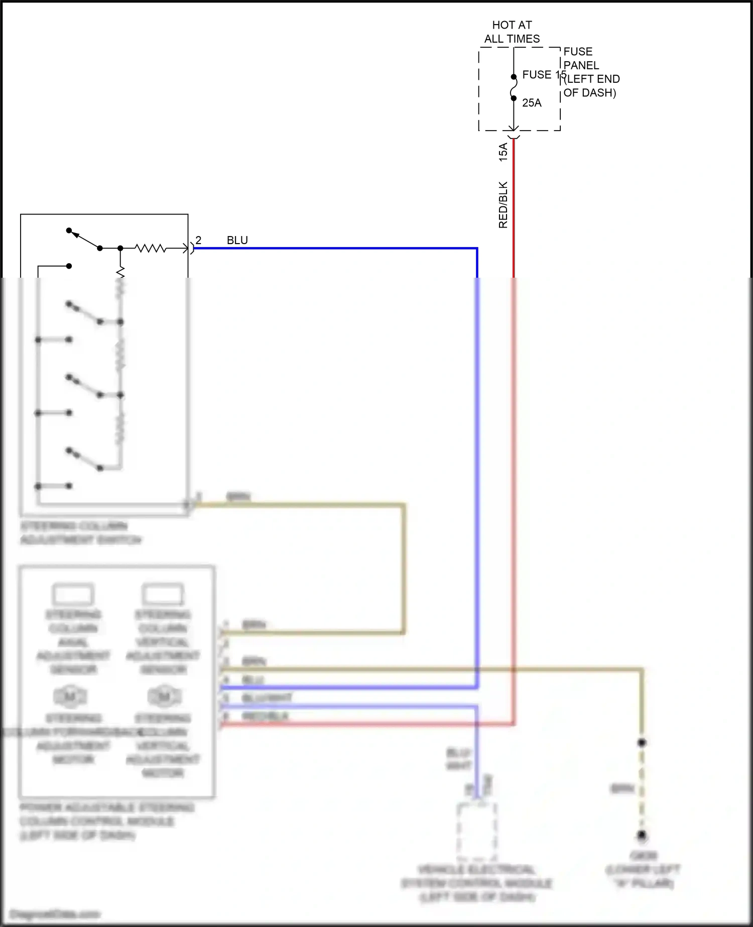 Audi Q8 I (2018-2023) power adjustable steering column control module wiring diagram  (3 of 4)