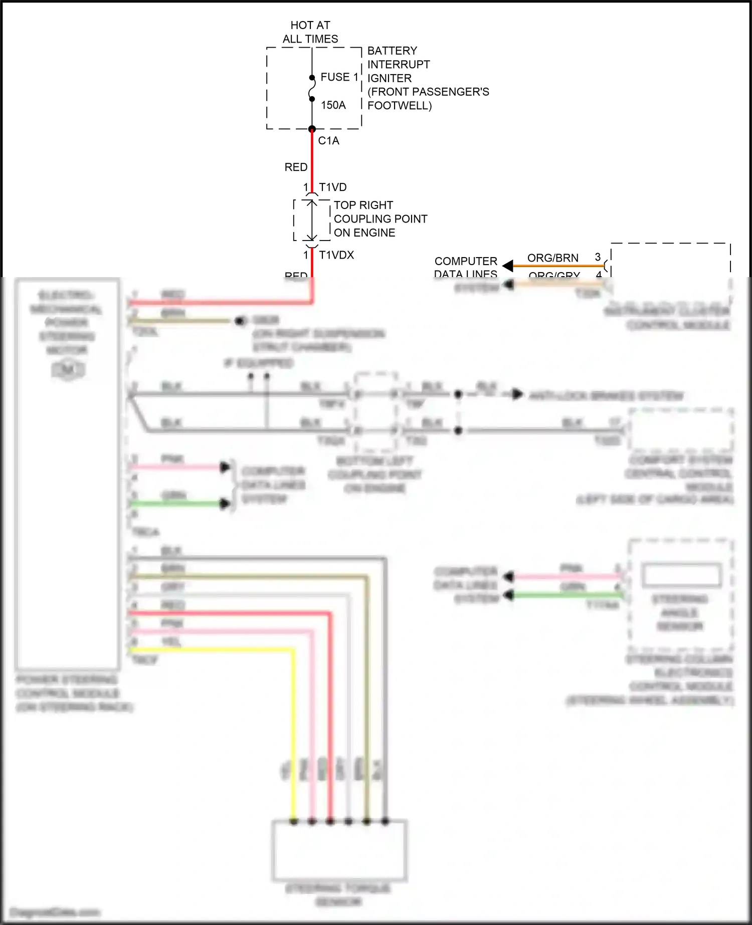 Audi Q8 I (2018-2023) steering angle sensor wiring diagram  (2 of 3)