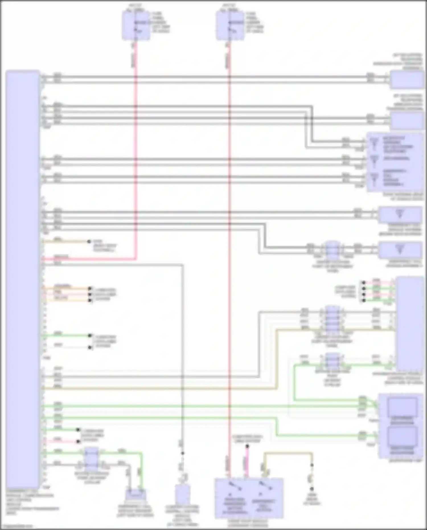 Wiring diagram emergency call module, communication unit control module for Audi RS Q8 I (2019-2024) (2 of 10)