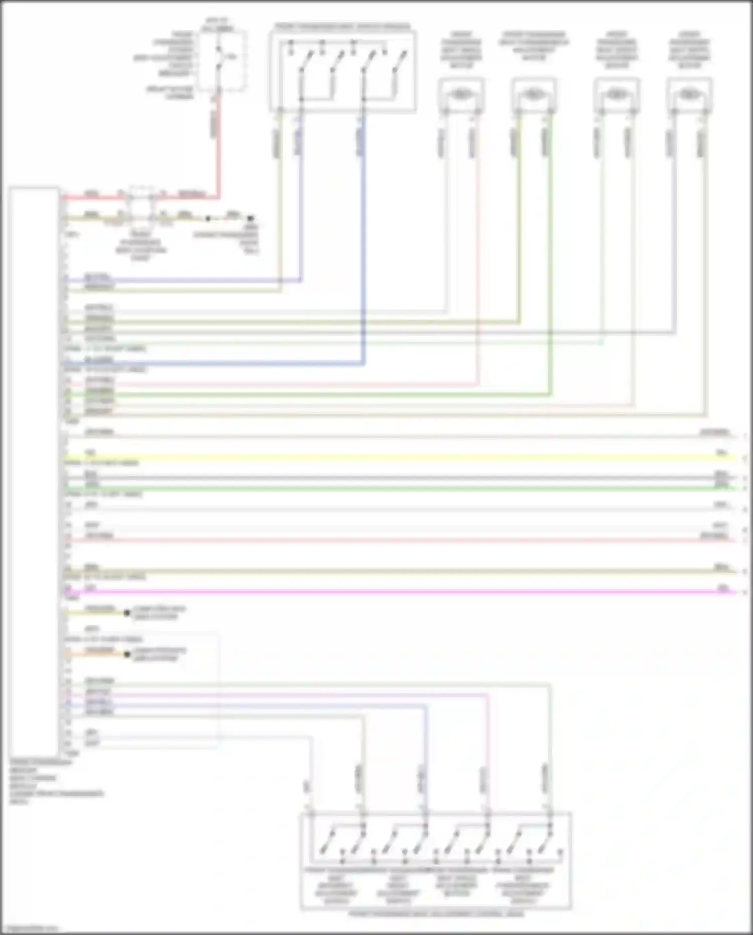 Wiring diagram front passenger seat forward/back adjustment motor for Audi RS Q8 I (2019-2024) (2 of 3)
