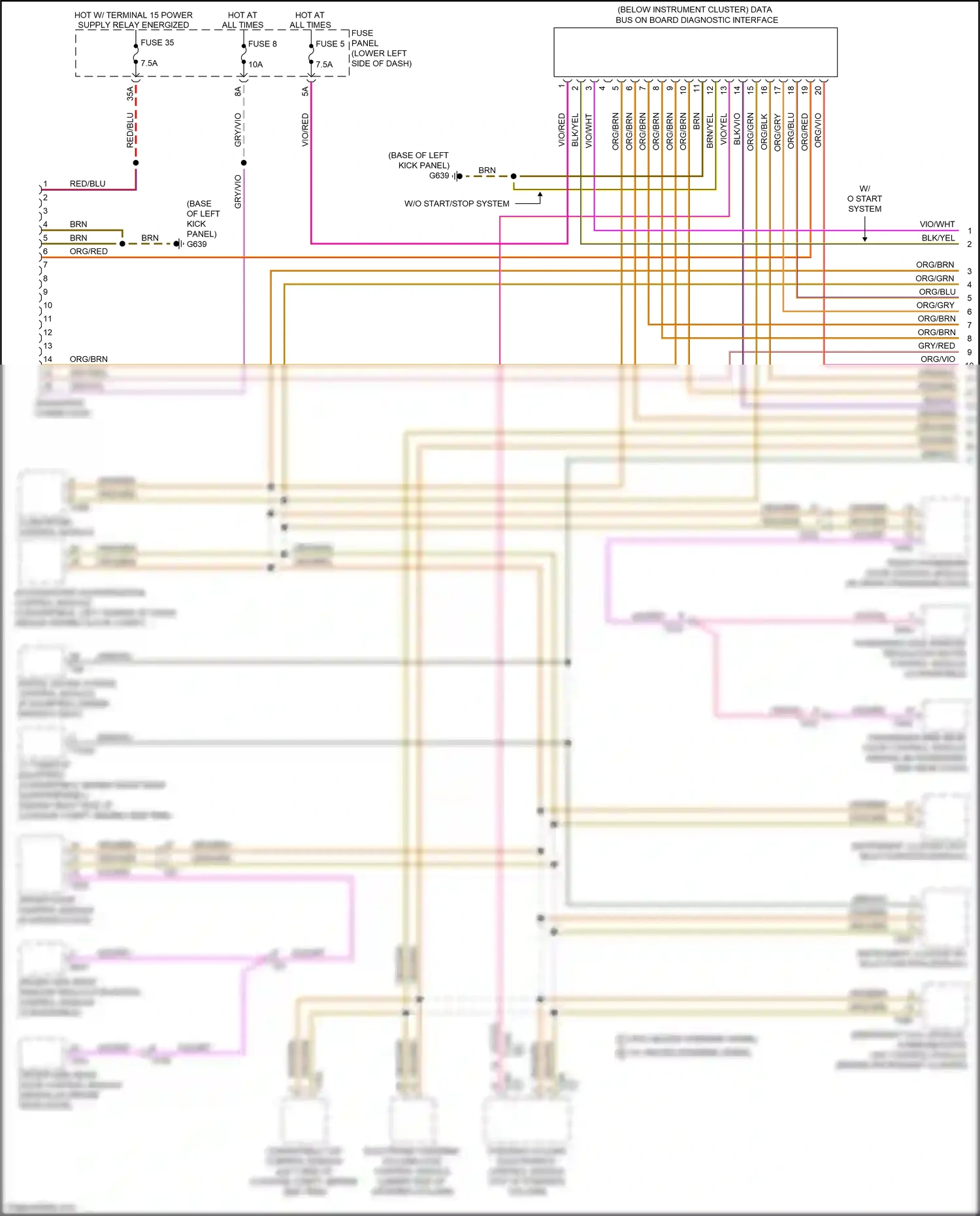 Audi RS3 8V facelift (2017-2021) access/start authorization control module wiring diagram  (2 of 4)