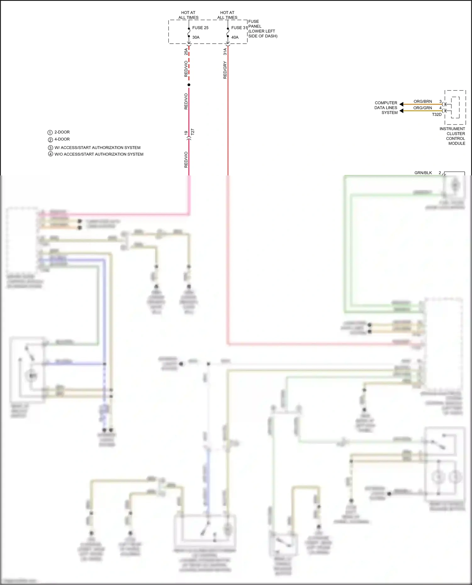 Audi RS3 8V facelift (2017-2021) computer data lines wiring diagram  (2 of 2)