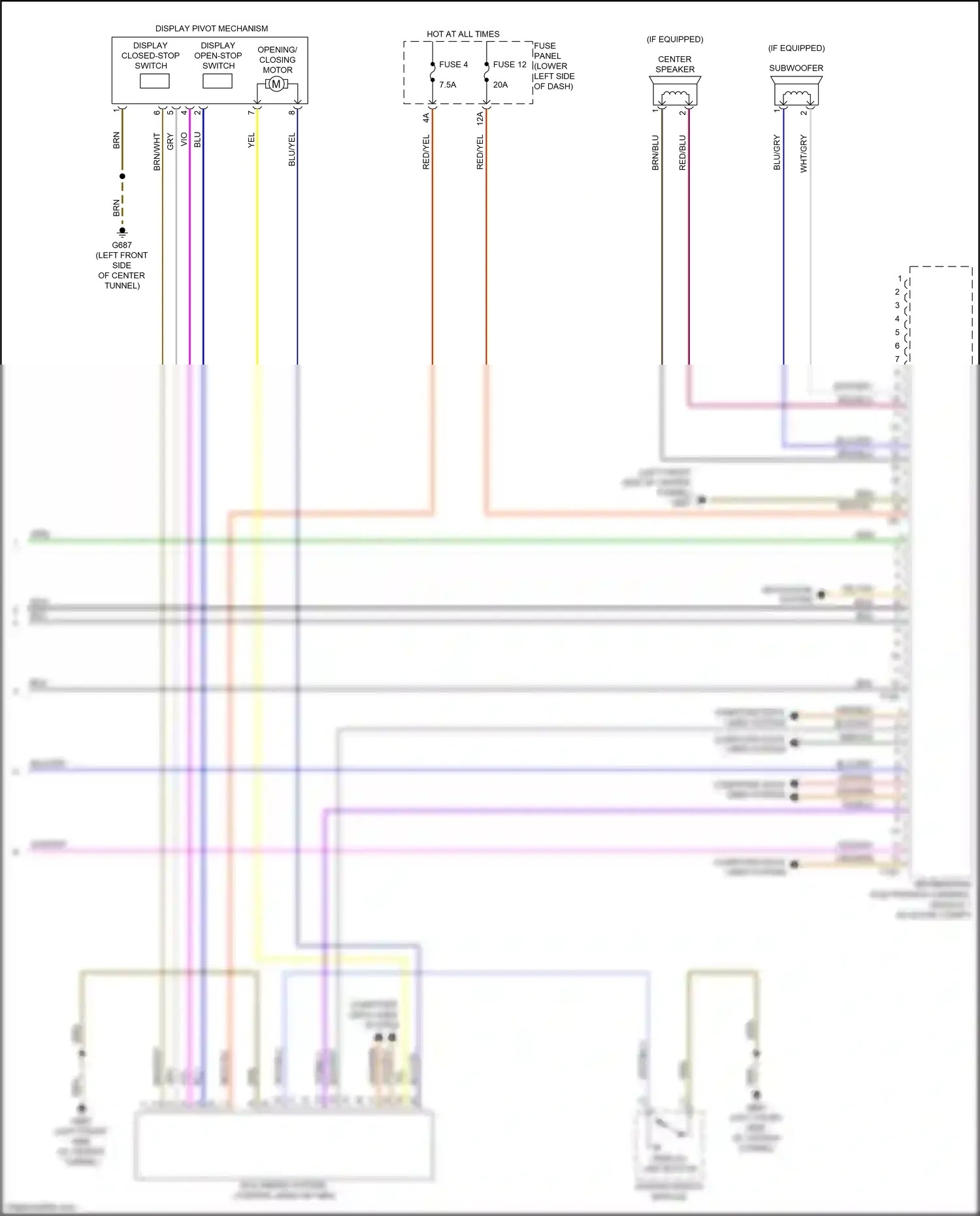 Audi RS3 8V facelift (2017-2021) display unit button wiring diagram  (6 of 8)