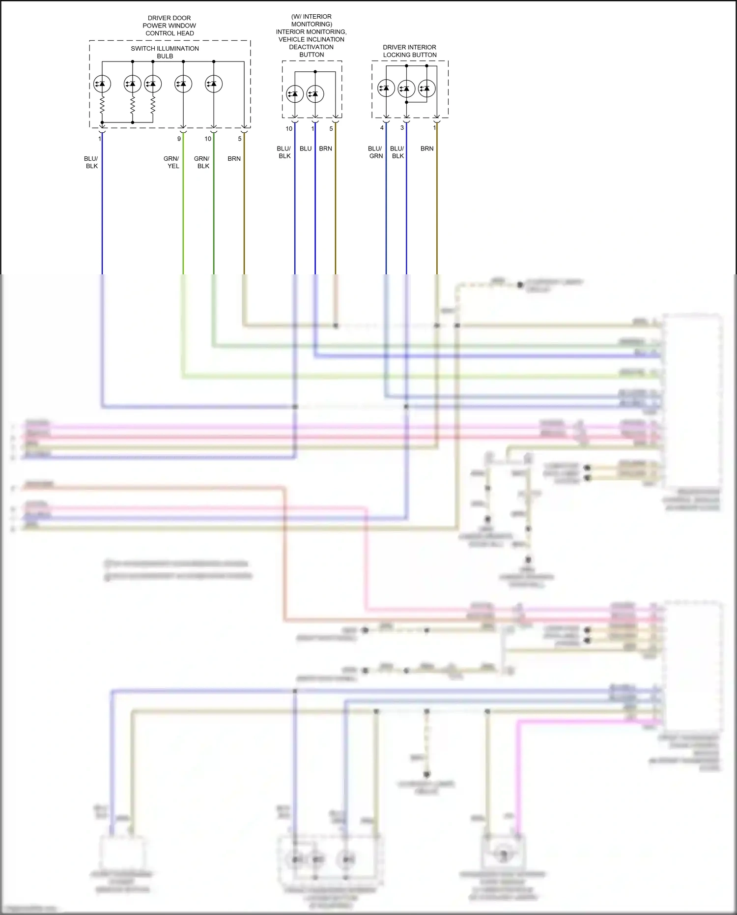 Audi RS3 8V facelift (2017-2021) driver interior locking button wiring diagram  (3 of 4)