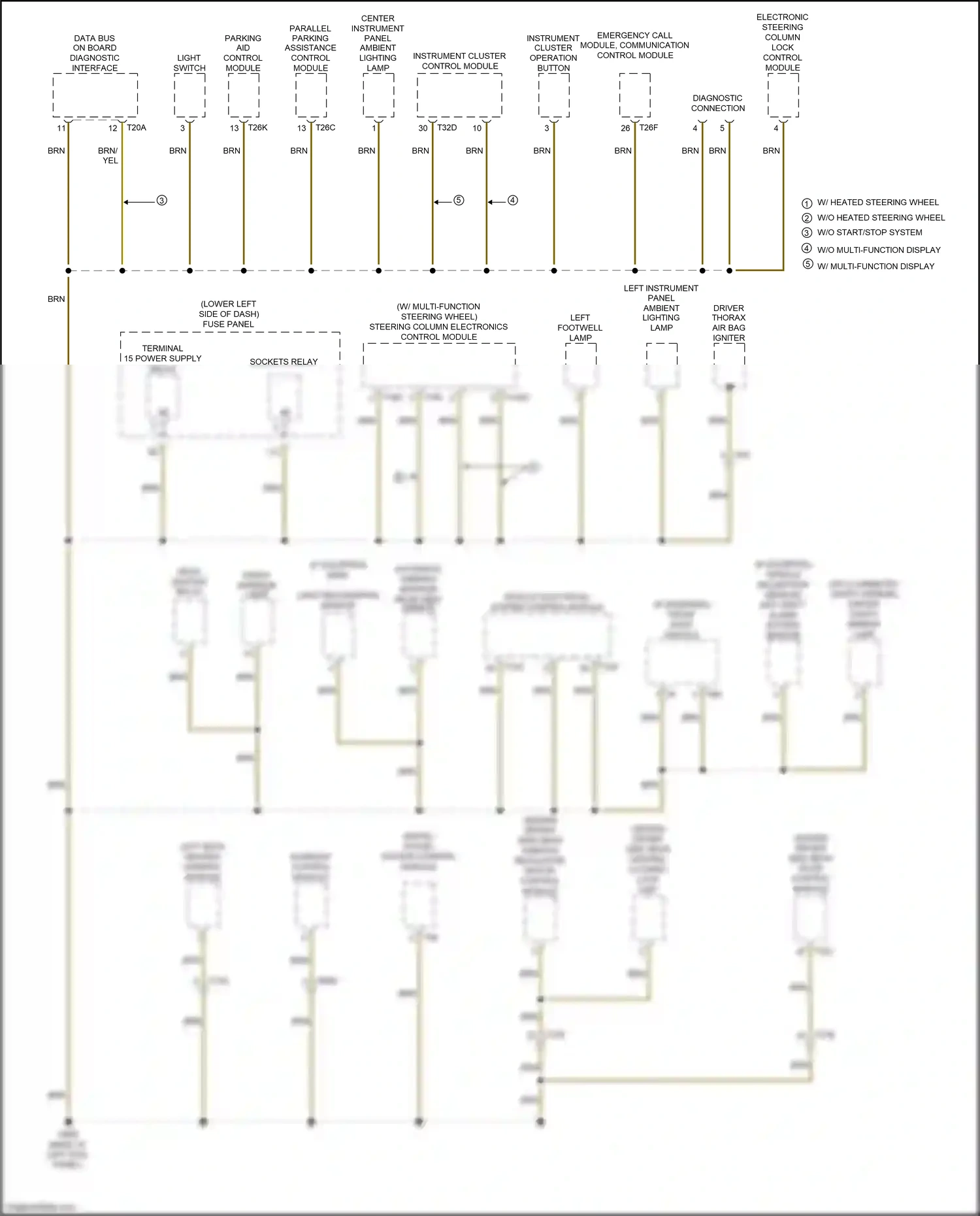Audi RS3 8V facelift (2017-2021) electronic steering column lock control module wiring diagram  (3 of 5)