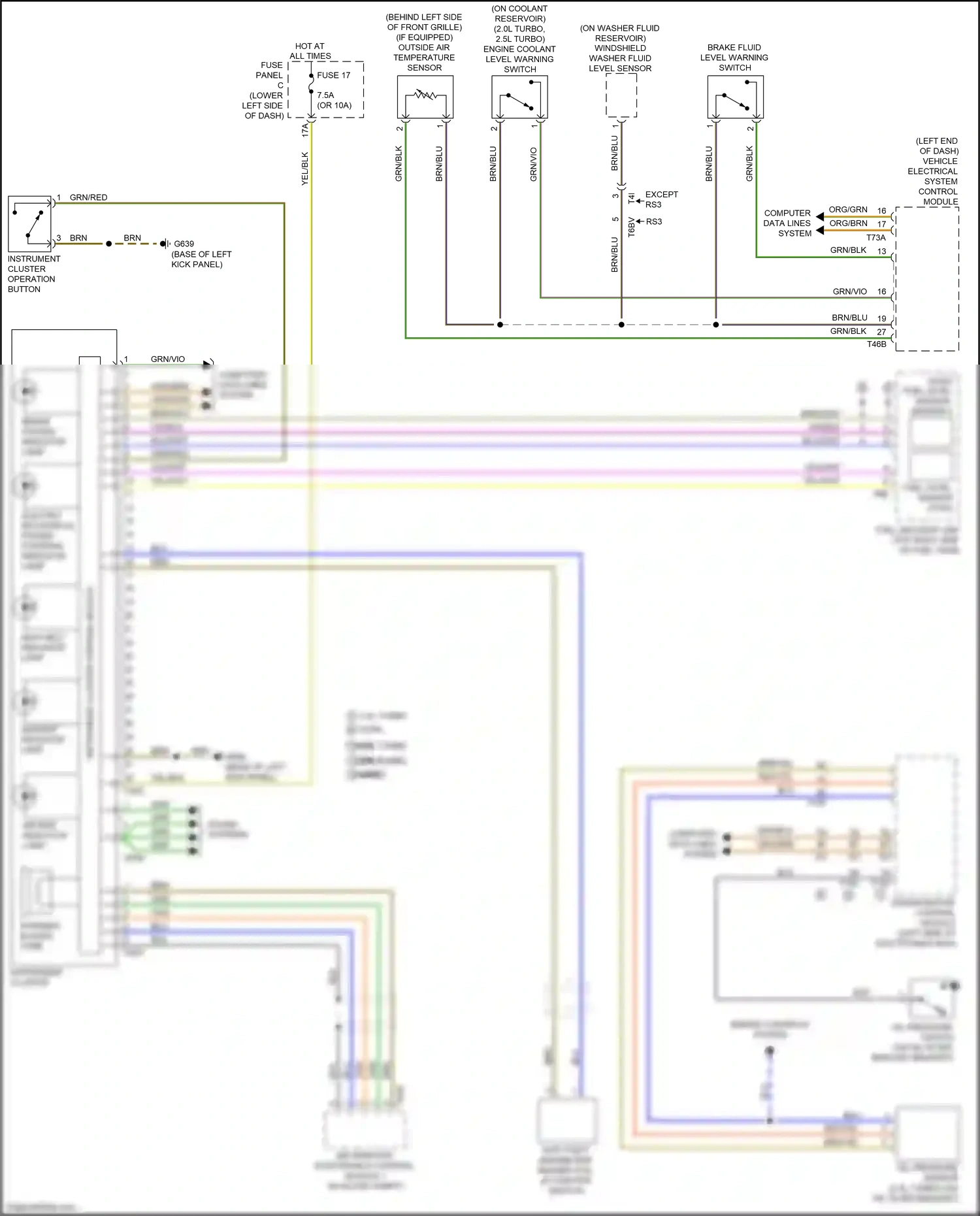 Audi RS3 8V facelift (2017-2021) engine coolant level warning switch wiring diagram  (3 of 4)