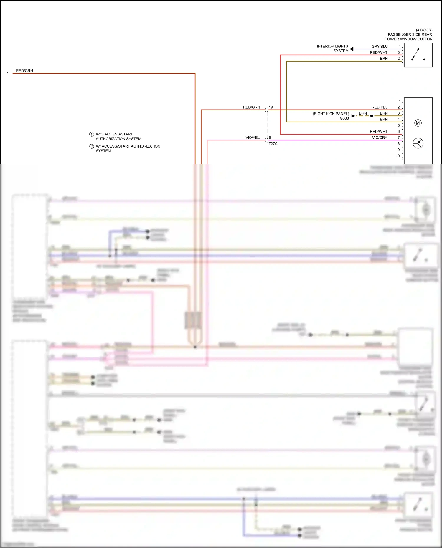 Audi RS3 8V facelift (2017-2021) front passenger window lowering microswitch wiring diagram  (2 of 2)
