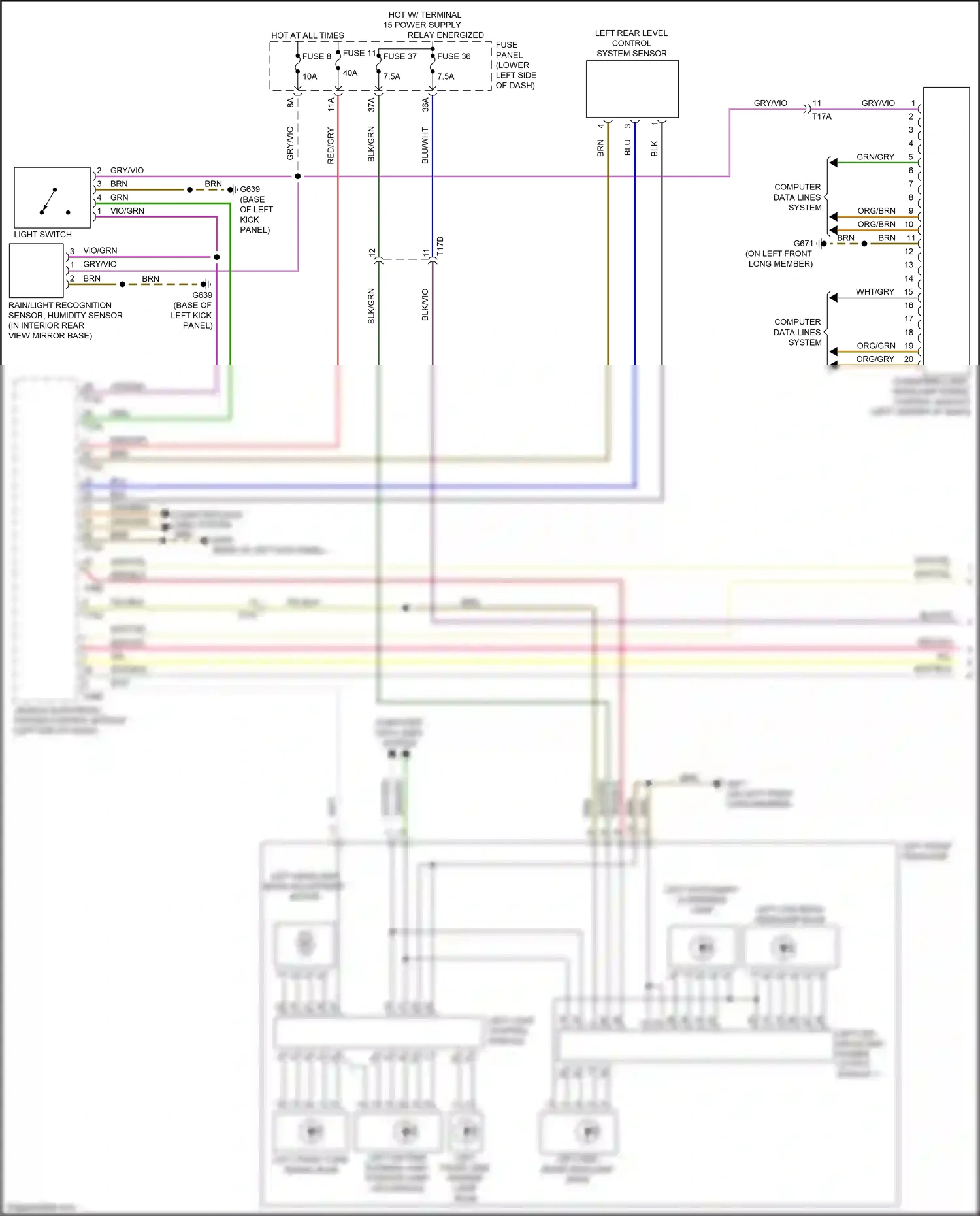 Audi RS3 8V facelift (2017-2021) left light control module wiring diagram  (3 of 3)