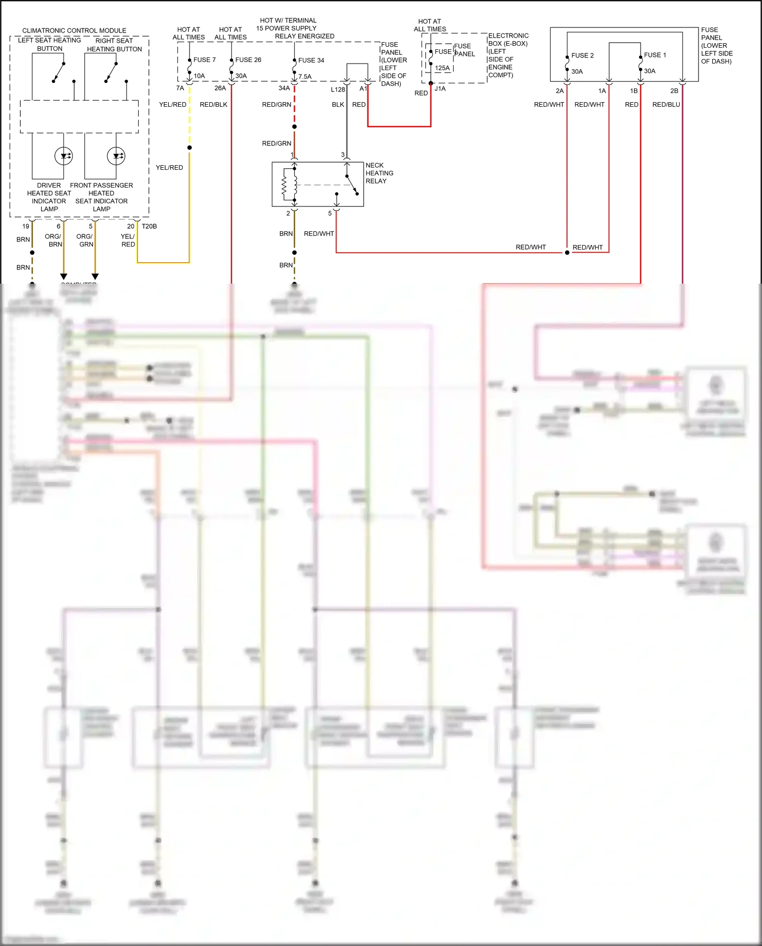 Audi RS3 8V facelift (2017-2021) left neck heating control module wiring diagram  (2 of 2)