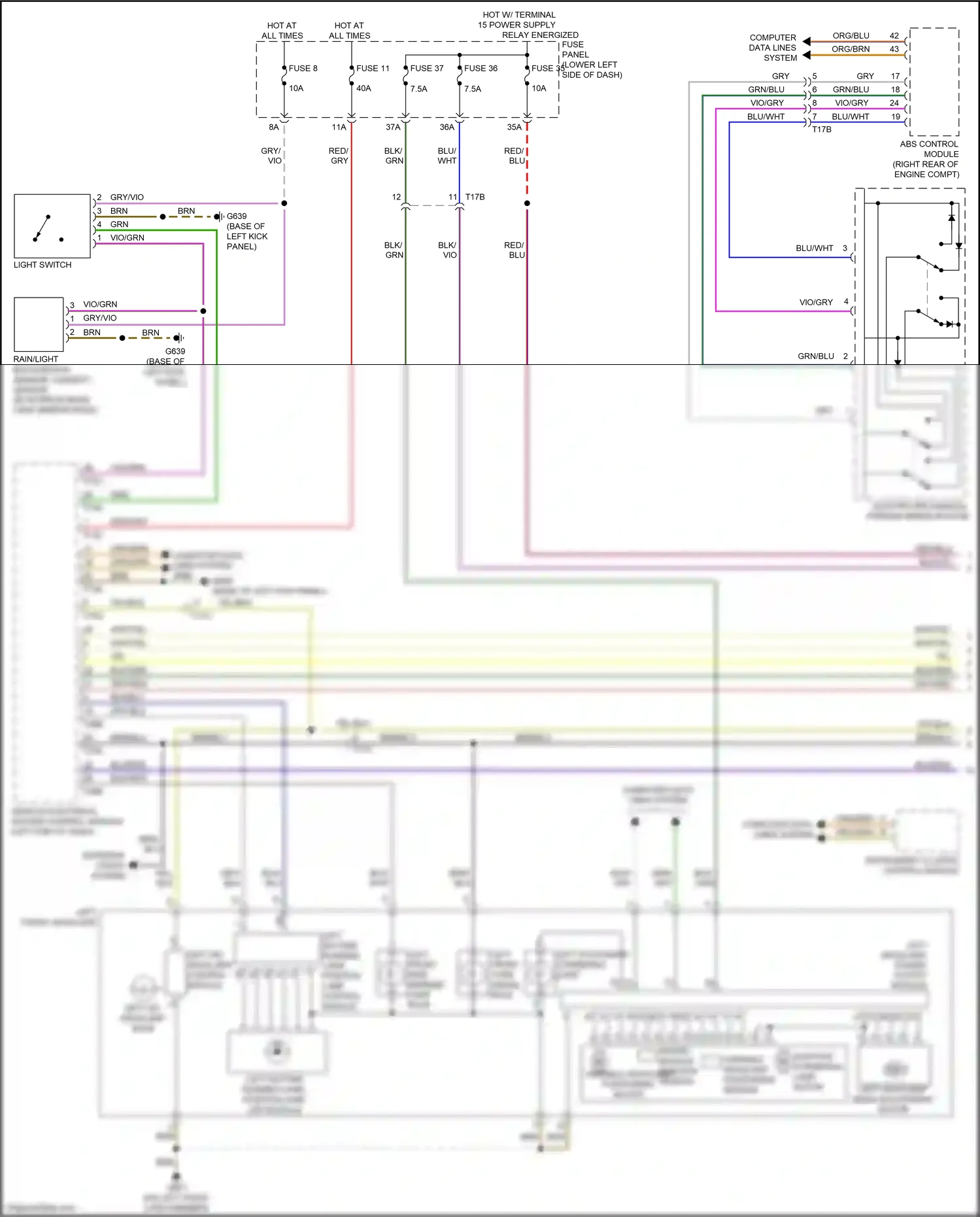 Audi RS3 8V facelift (2017-2021) variable headlamp positioning sensor wiring diagram  (1 of 2)