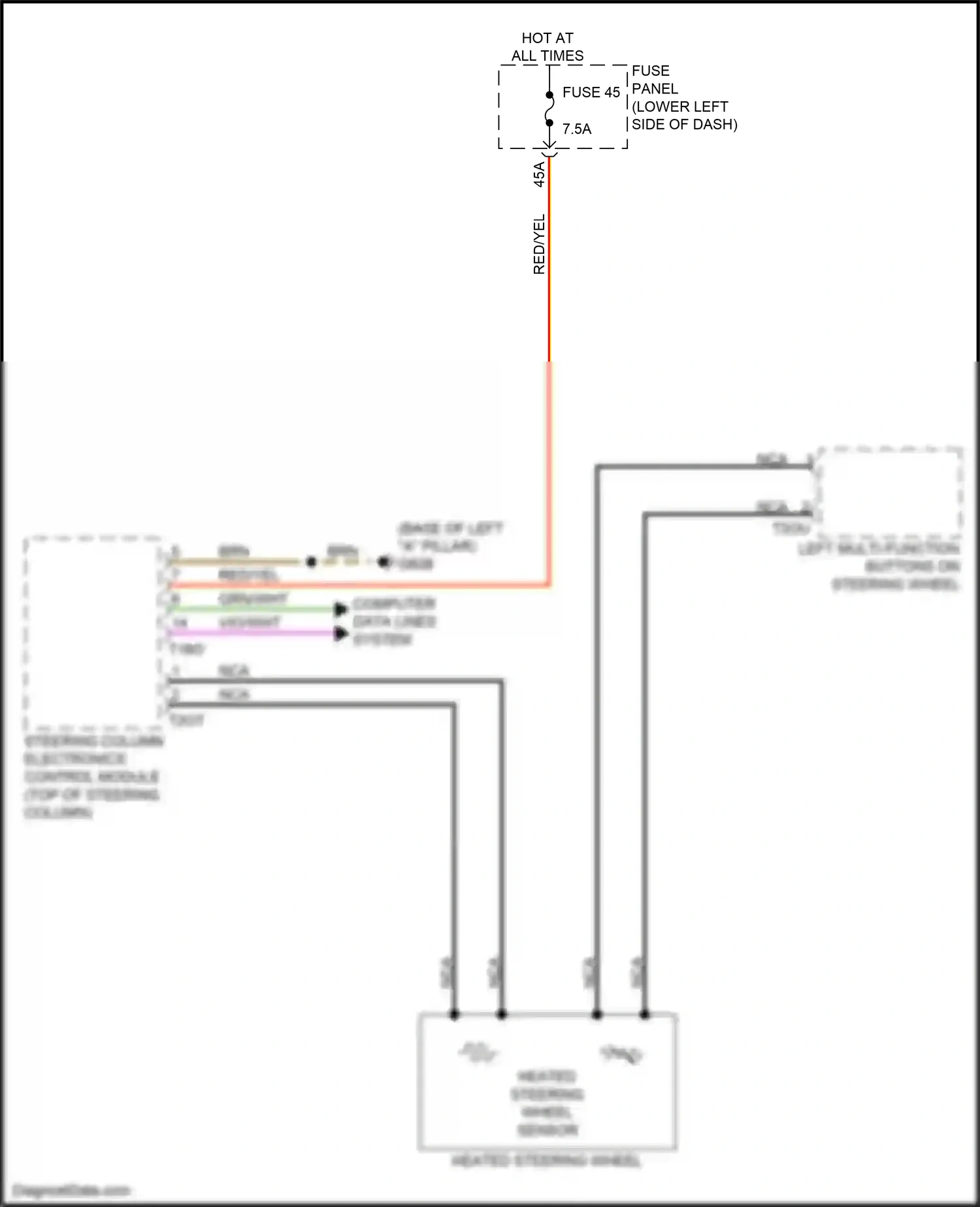 Audi RS3 8Y (2021-2024) left multi-function buttons on steering wheel wiring diagram  (1 of 3)