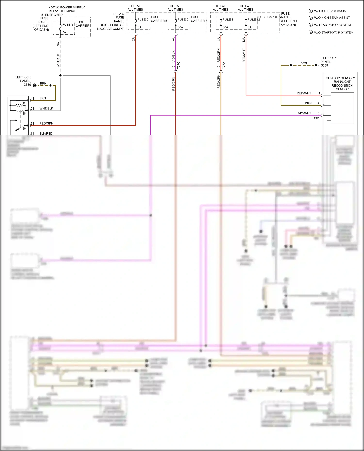 Wiring diagram automatic dimming interior rearview mirror for Audi RS5 8T facelift (2012-2016) (1 of 2)