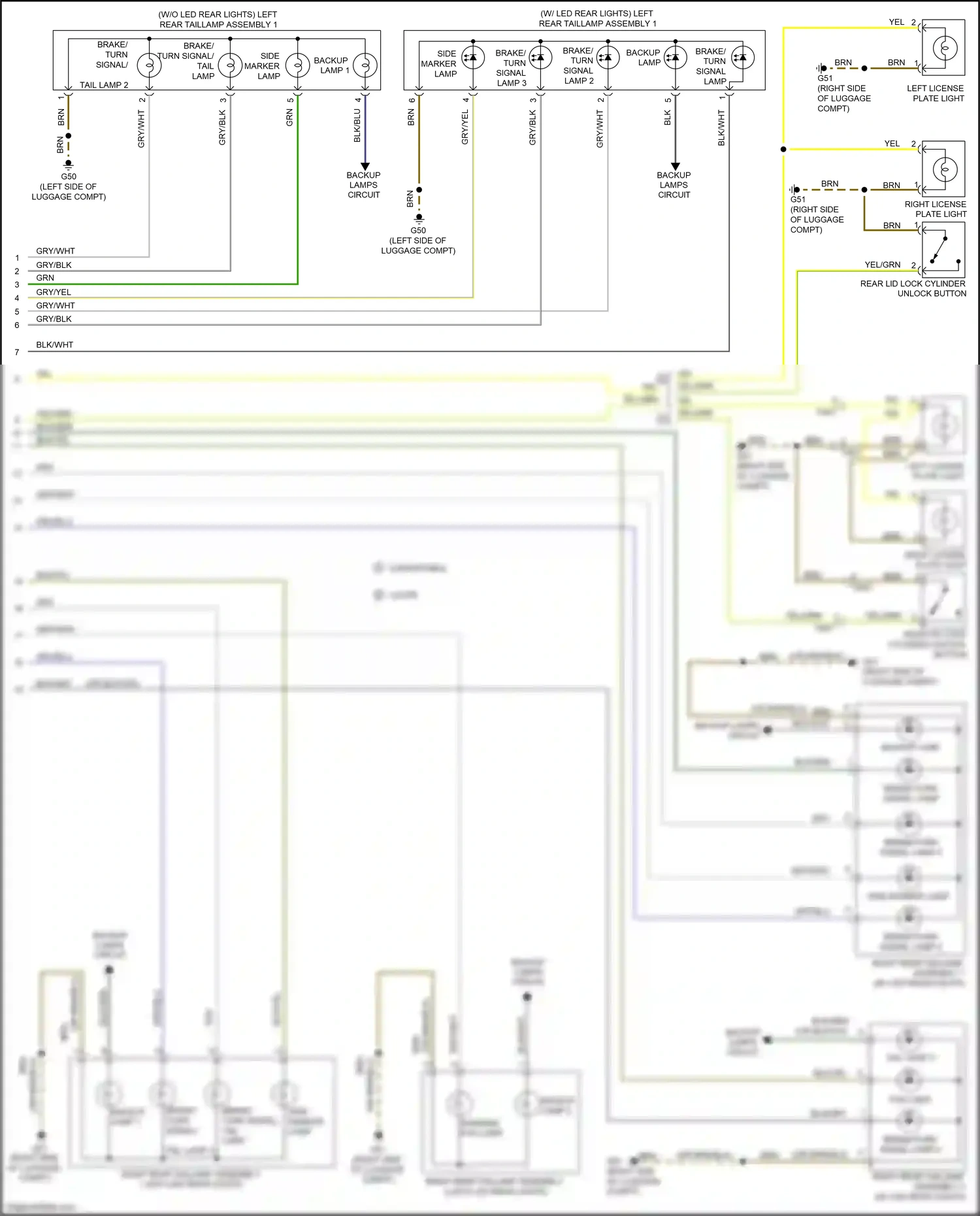 Wiring diagram backup lamp 1 for Audi RS5 8T facelift (2012-2016) (2 of 2)