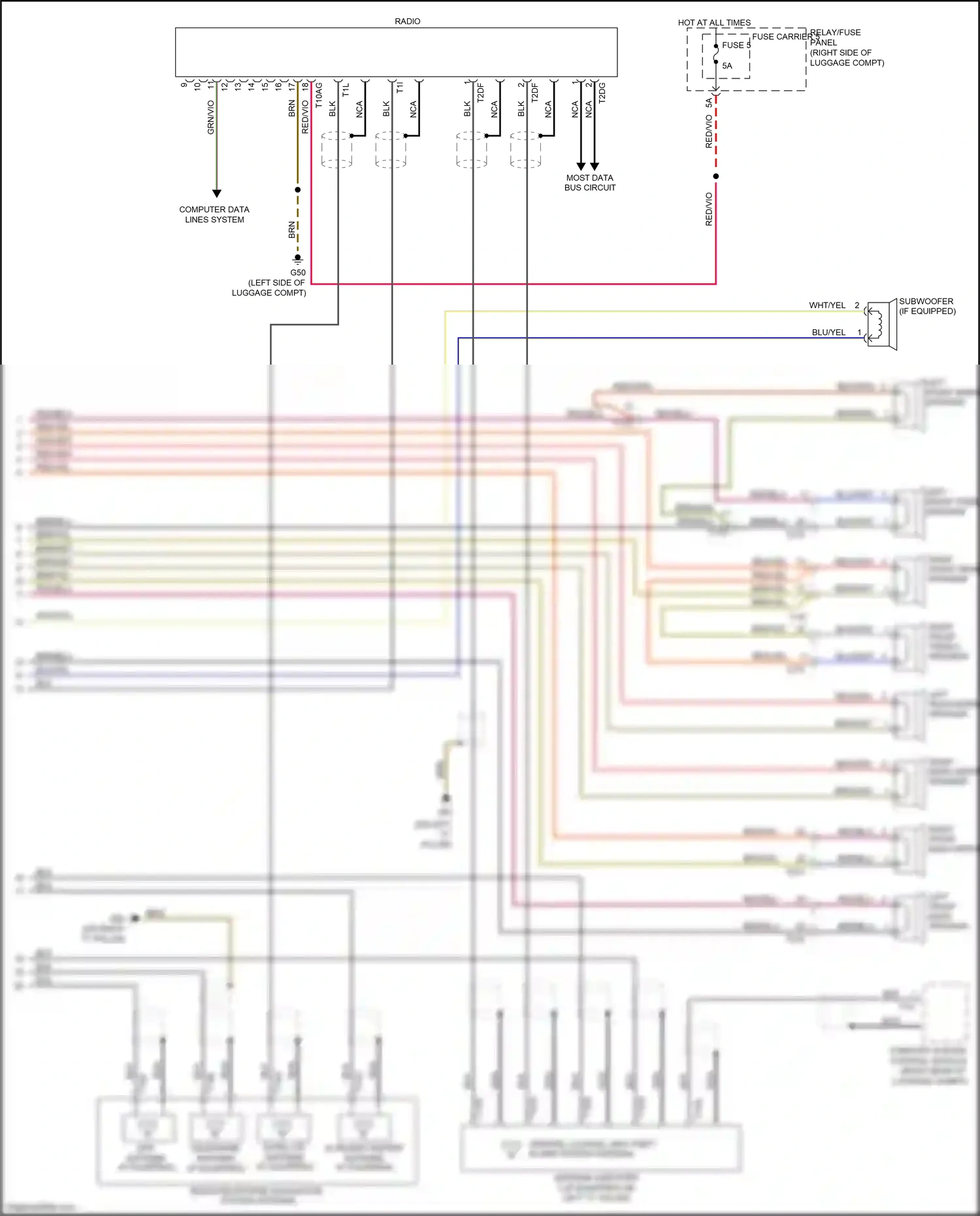 Wiring diagram comfort system control module for Audi RS5 8T facelift (2012-2016) (1 of 2)