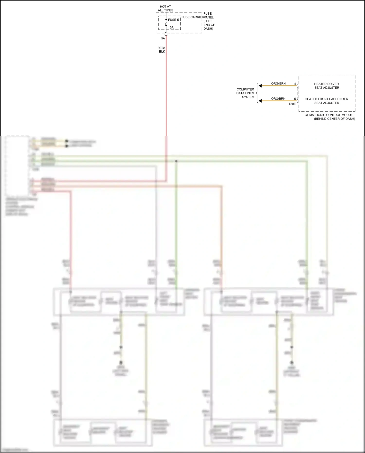 Wiring diagram driver's backrest heating element for Audi RS5 8T facelift (2012-2016) (4 of 4)