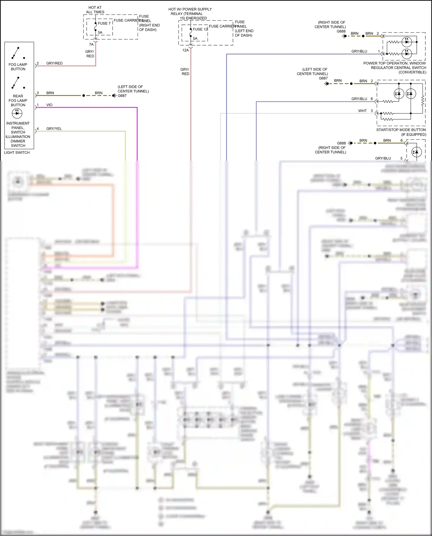 Wiring diagram electromechanical parking brake button for Audi RS5 8T facelift (2012-2016) (3 of 3)
