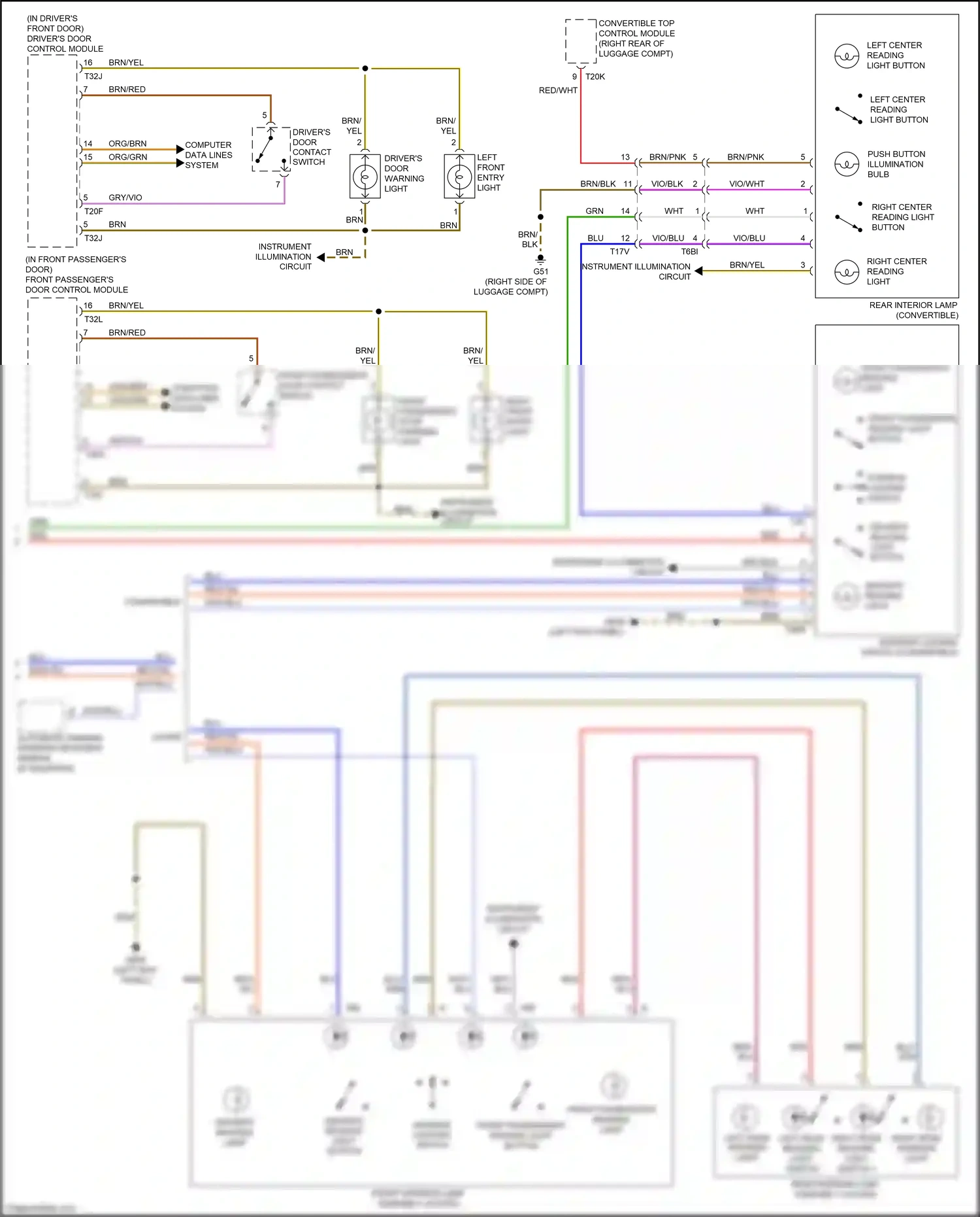 Wiring diagram front passenger's reading light button for Audi RS5 8T facelift (2012-2016) (1 of 1)