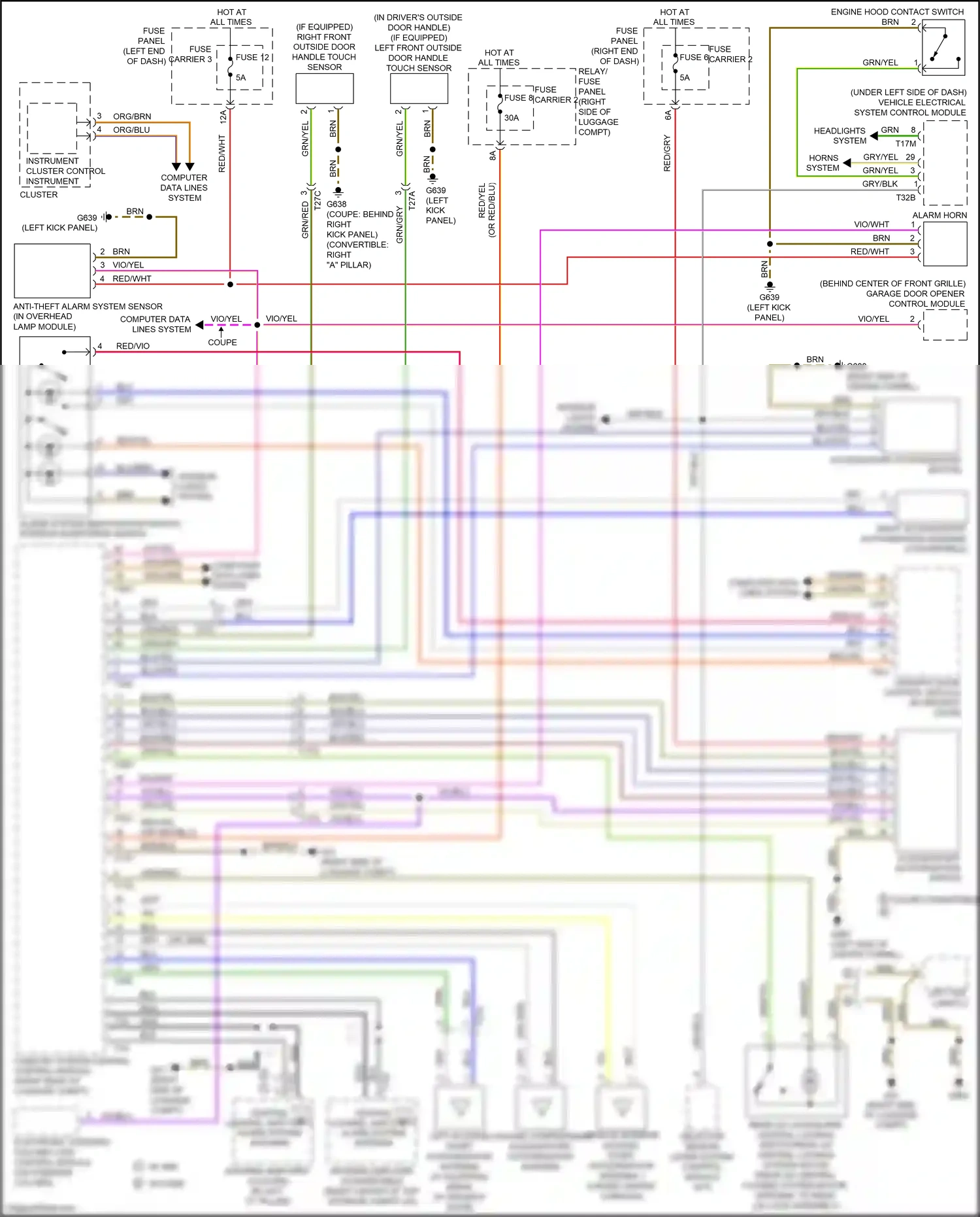 Wiring diagram horns system for Audi RS5 8T facelift (2012-2016) (1 of 2)