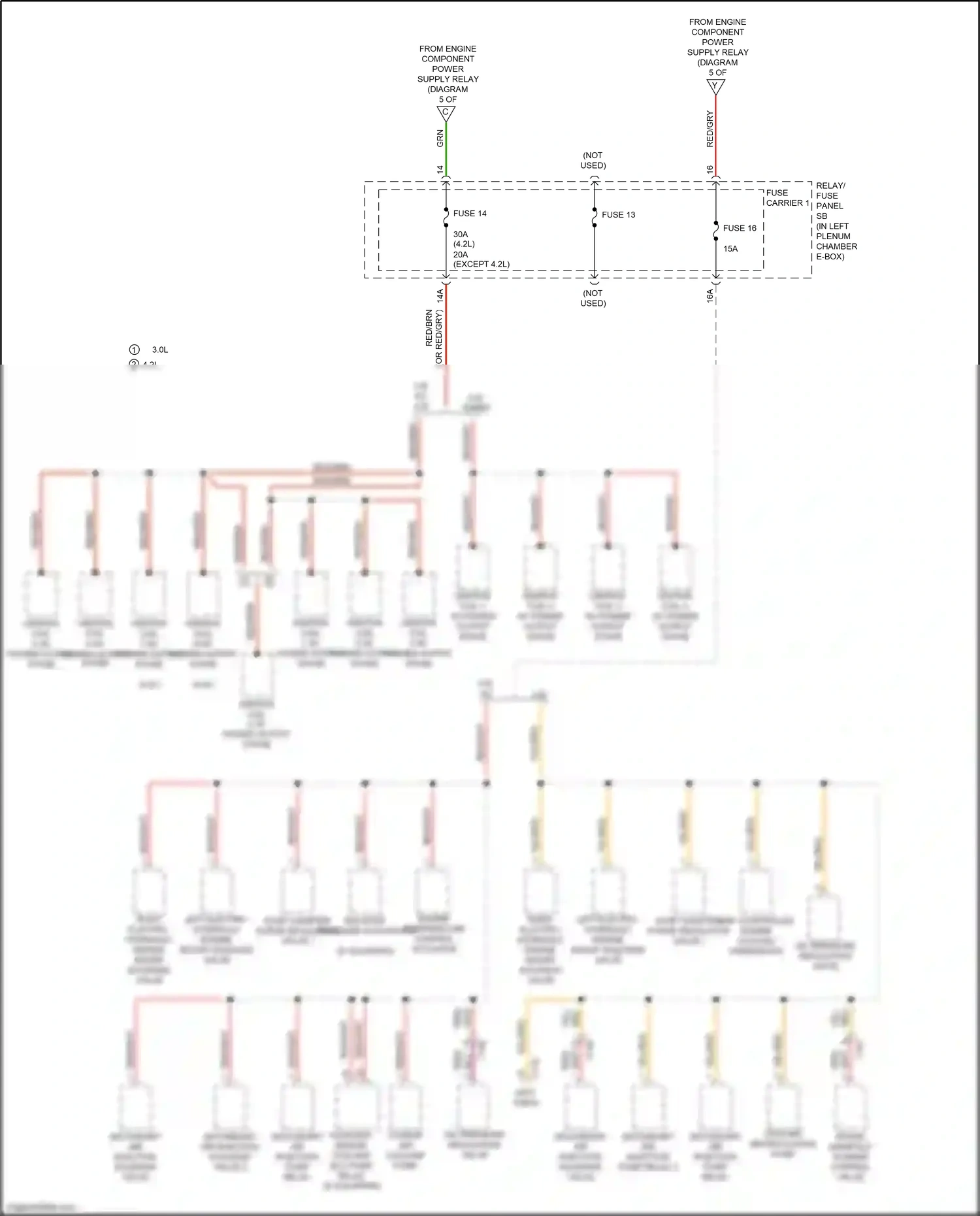 Audi RS5 8T facelift (2012-2016) (in left plenum chamber e-box) wiring diagram  (7 of 12)