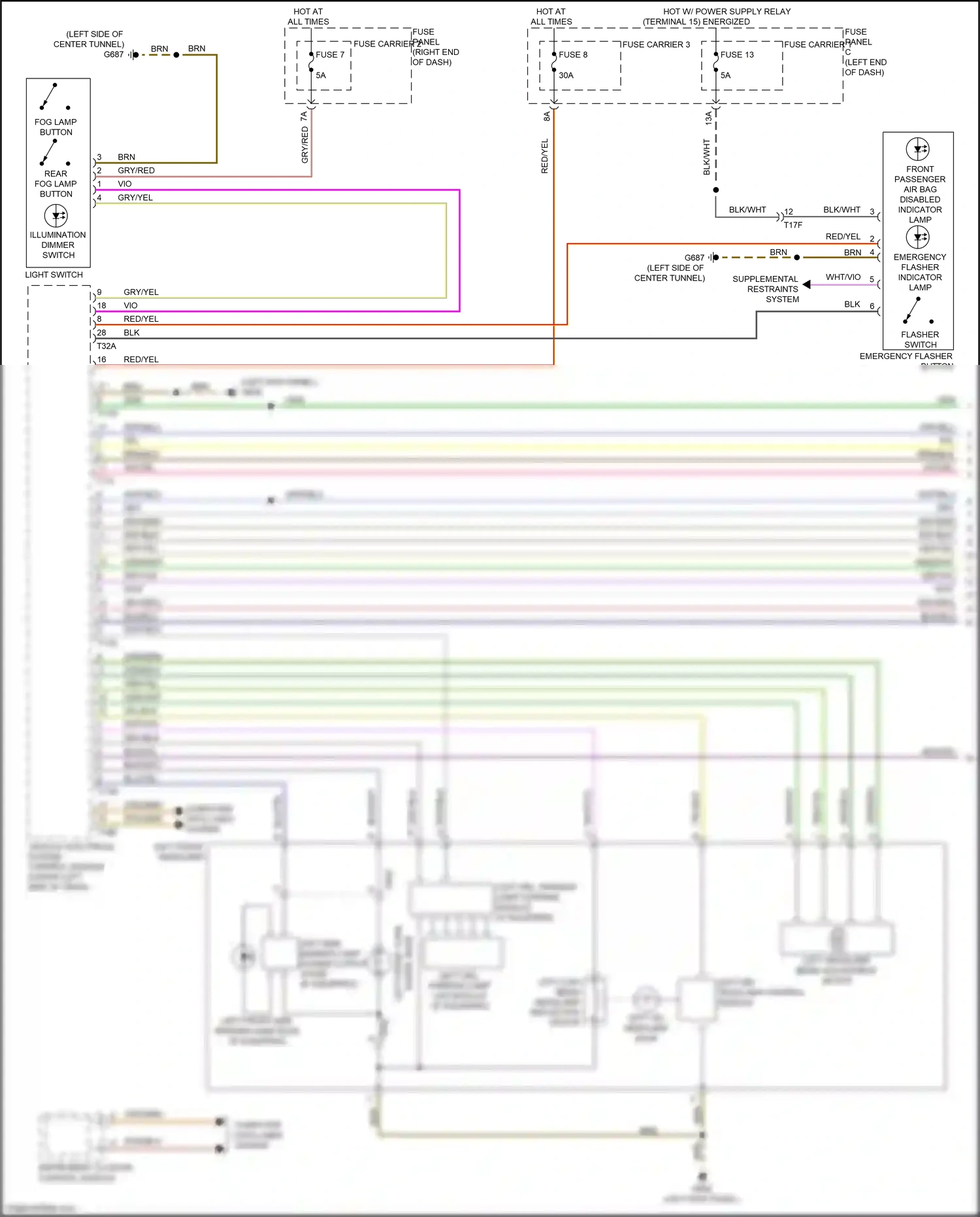 Wiring diagram left front headlamp for Audi RS5 8T facelift (2012-2016) (3 of 5)