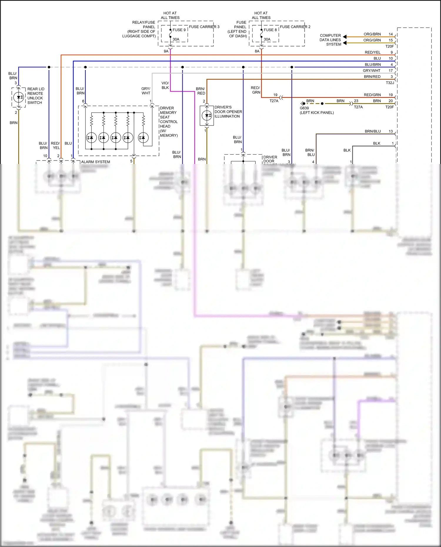 Wiring diagram left rear seat heating button for Audi RS5 8T facelift (2012-2016) (1 of 2)
