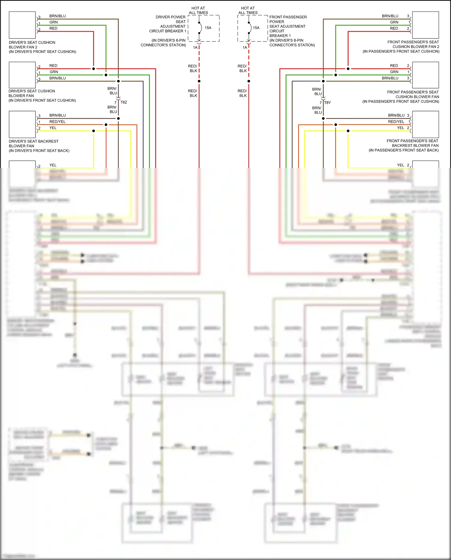Wiring diagram memory seat/steering column adjustment control module for Audi RS5 8T facelift (2012-2016) (1 of 2)
