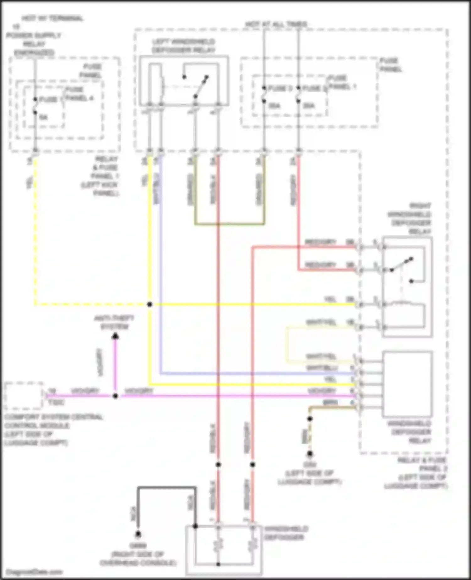 Wiring diagram left windshield defogger relay for Audi RS5 F5 facelift (2019-2024)