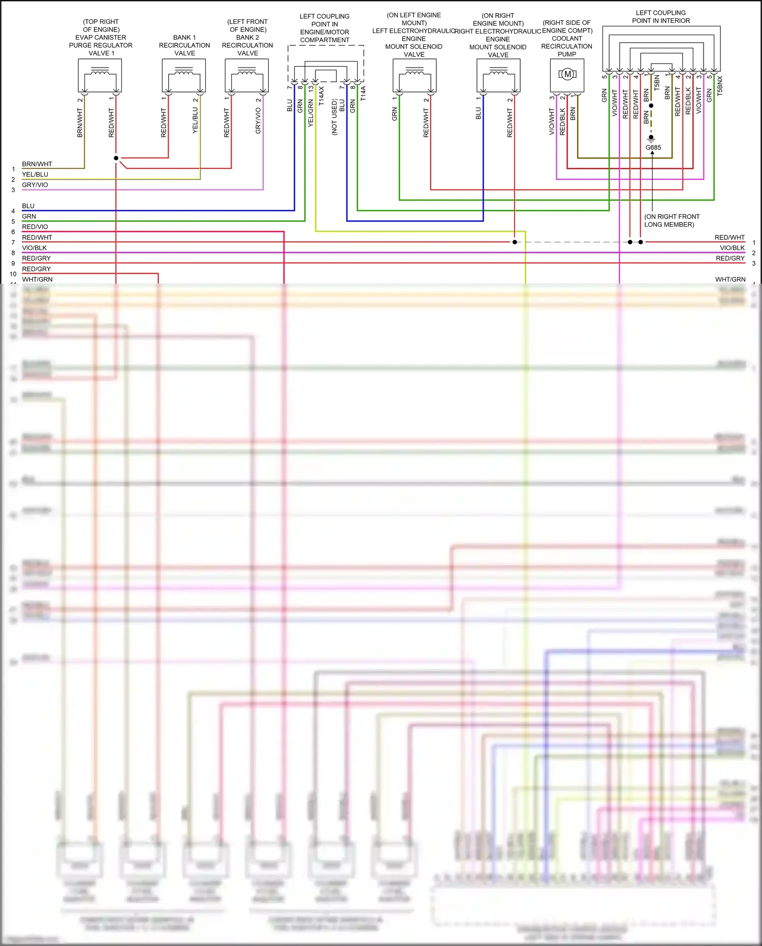 Wiring diagram left coupling point in interior for Audi RS5 F5 facelift (2019-2024) (2 of 2)