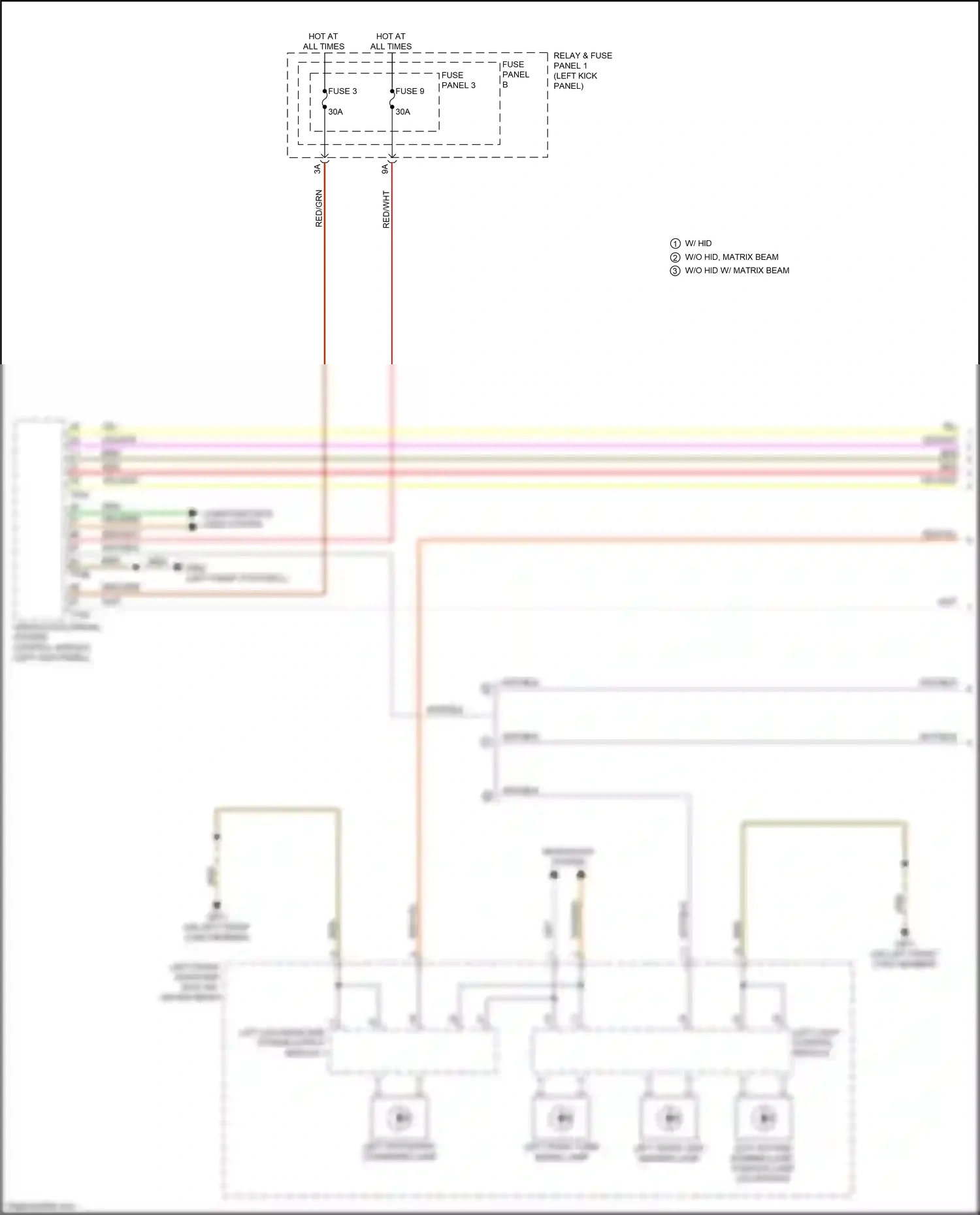 Wiring diagram left front side marker lamp for Audi RS5 F5 facelift (2019-2024) (1 of 4)