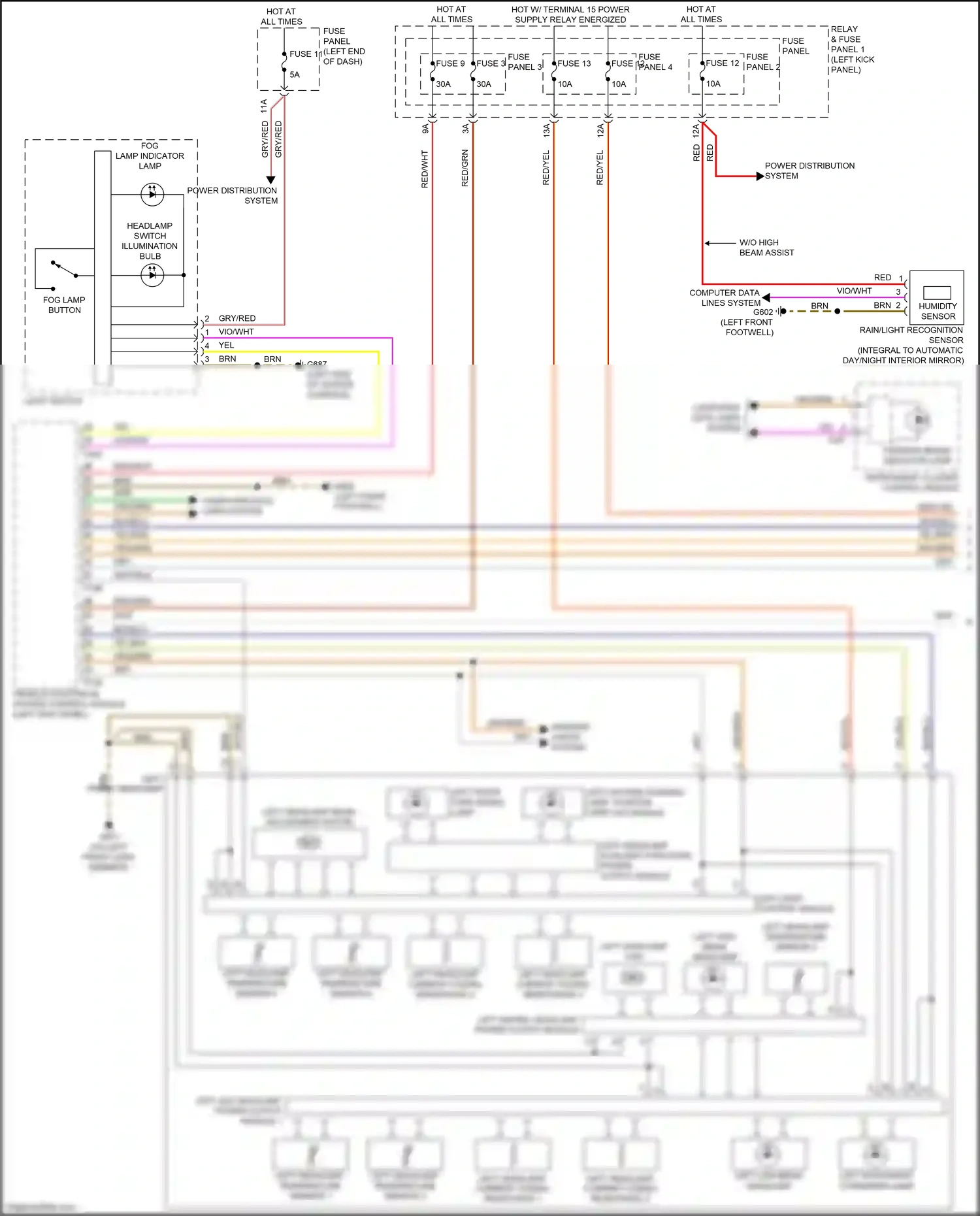 Wiring diagram left headlamp auxiliary functions power output module for Audi RS5 F5 facelift (2019-2024) (2 of 2)