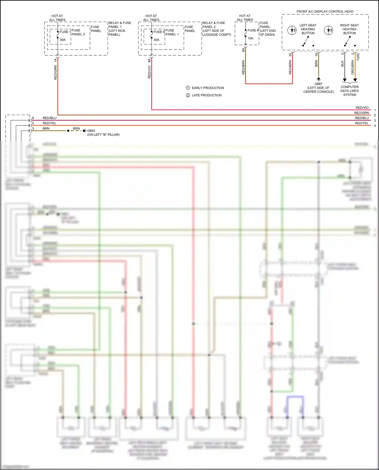 Wiring diagram left rear seat coupling point for Audi RS5 F5 facelift (2019-2024) (1 of 1)