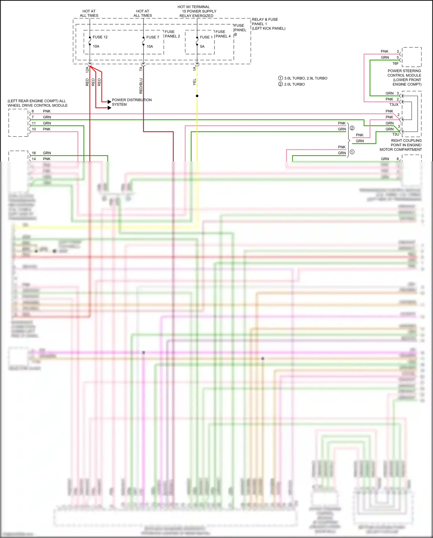 Audi RS5 F5 facelift (2019-2024) (lower front engine compt) wiring diagram  (1 of 3)