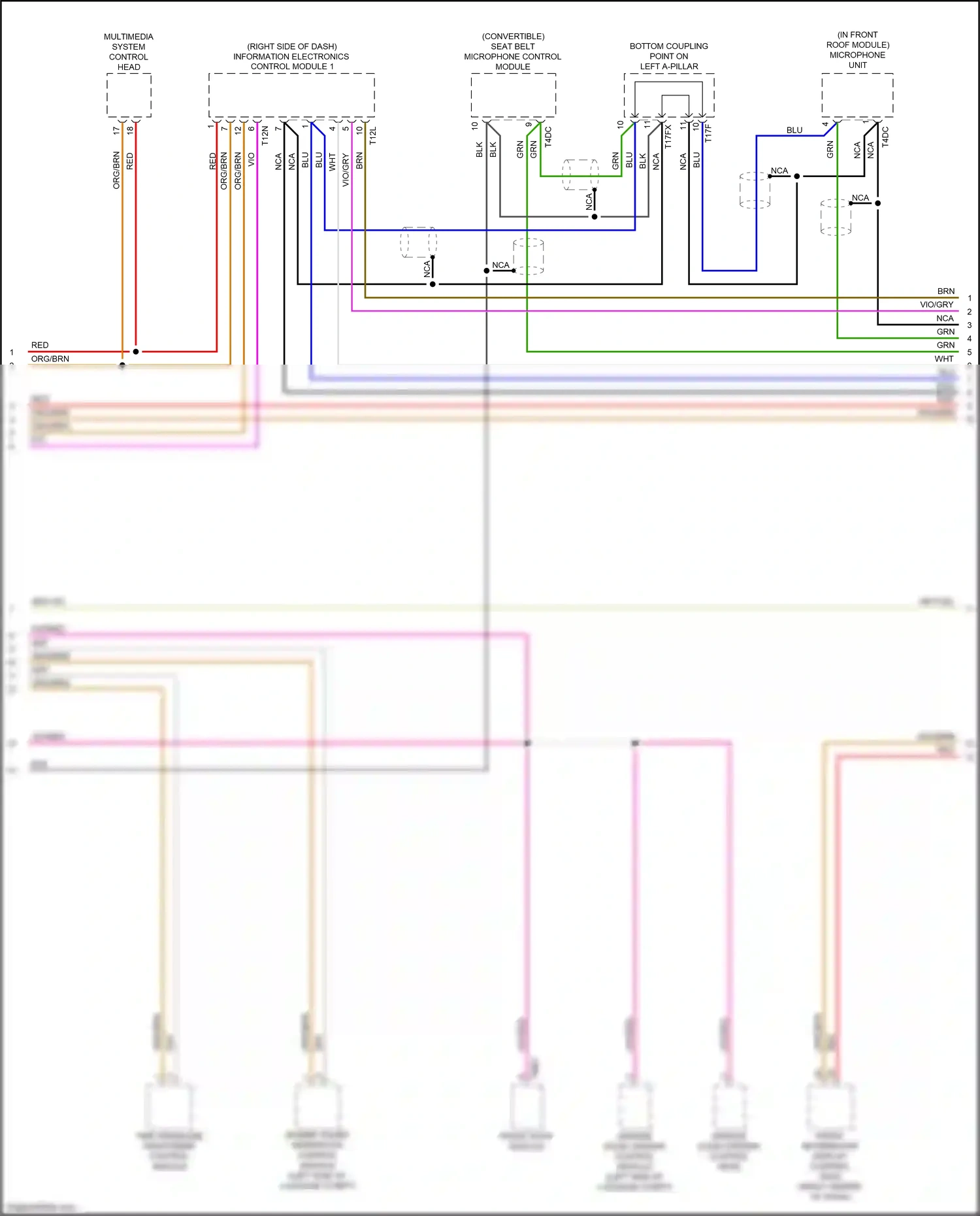 Wiring diagram bottom coupling point on left a-pillar for Audi RS5 F5 (2017-2019) (5 of 29)