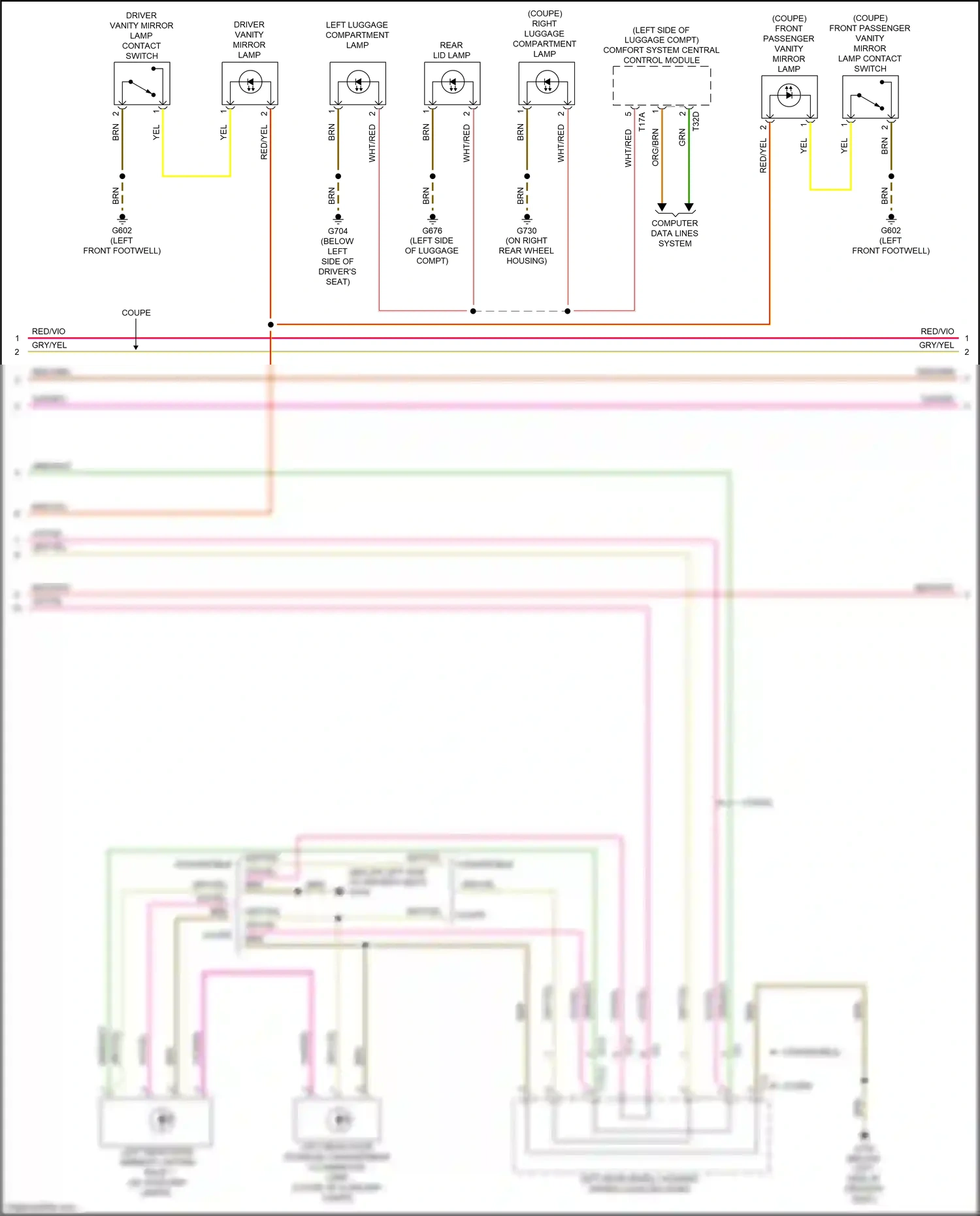 Wiring diagram left luggage compartment lamp for Audi RS5 F5 (2017-2019) (1 of 1)