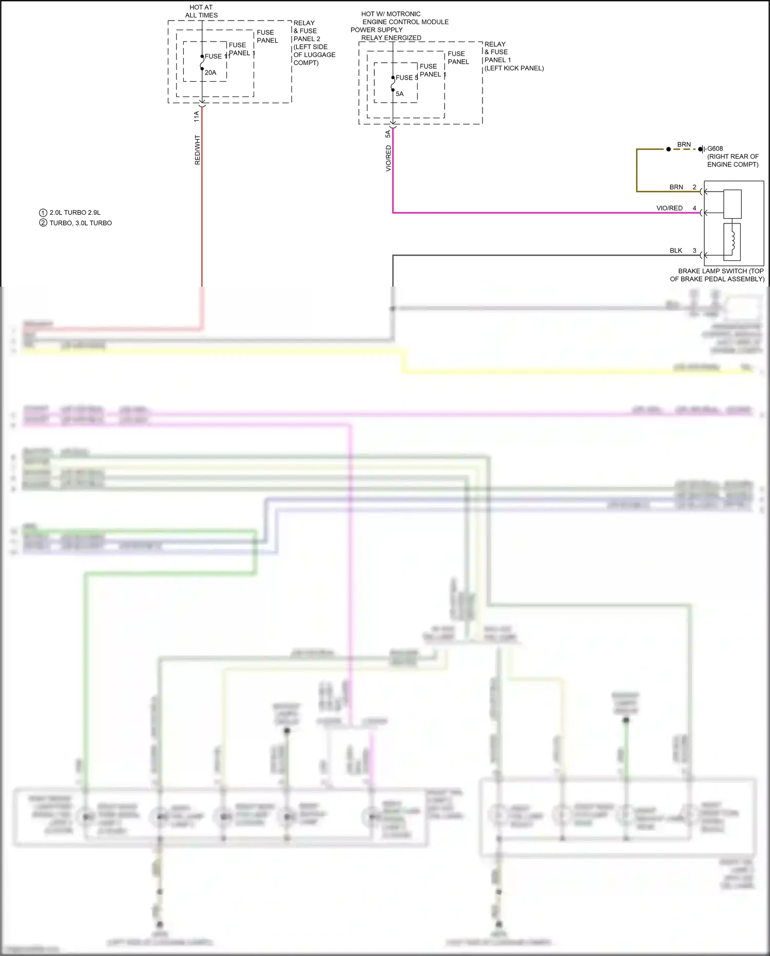 Wiring diagram right backup lamp for Audi RS5 F5 (2017-2019) (2 of 2)