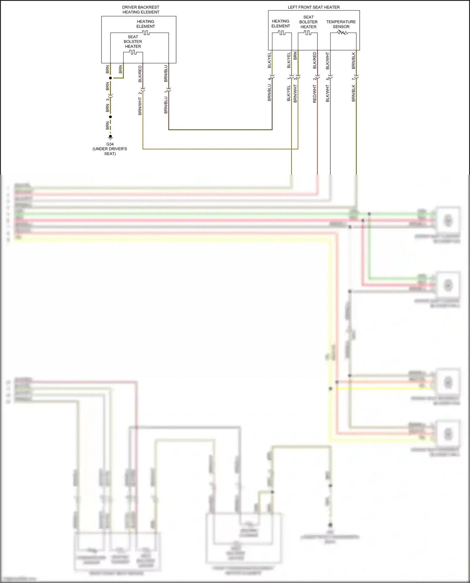 Audi RS7 I facelift (2014-2018) driver backrest heating element wiring diagram  (2 of 4)