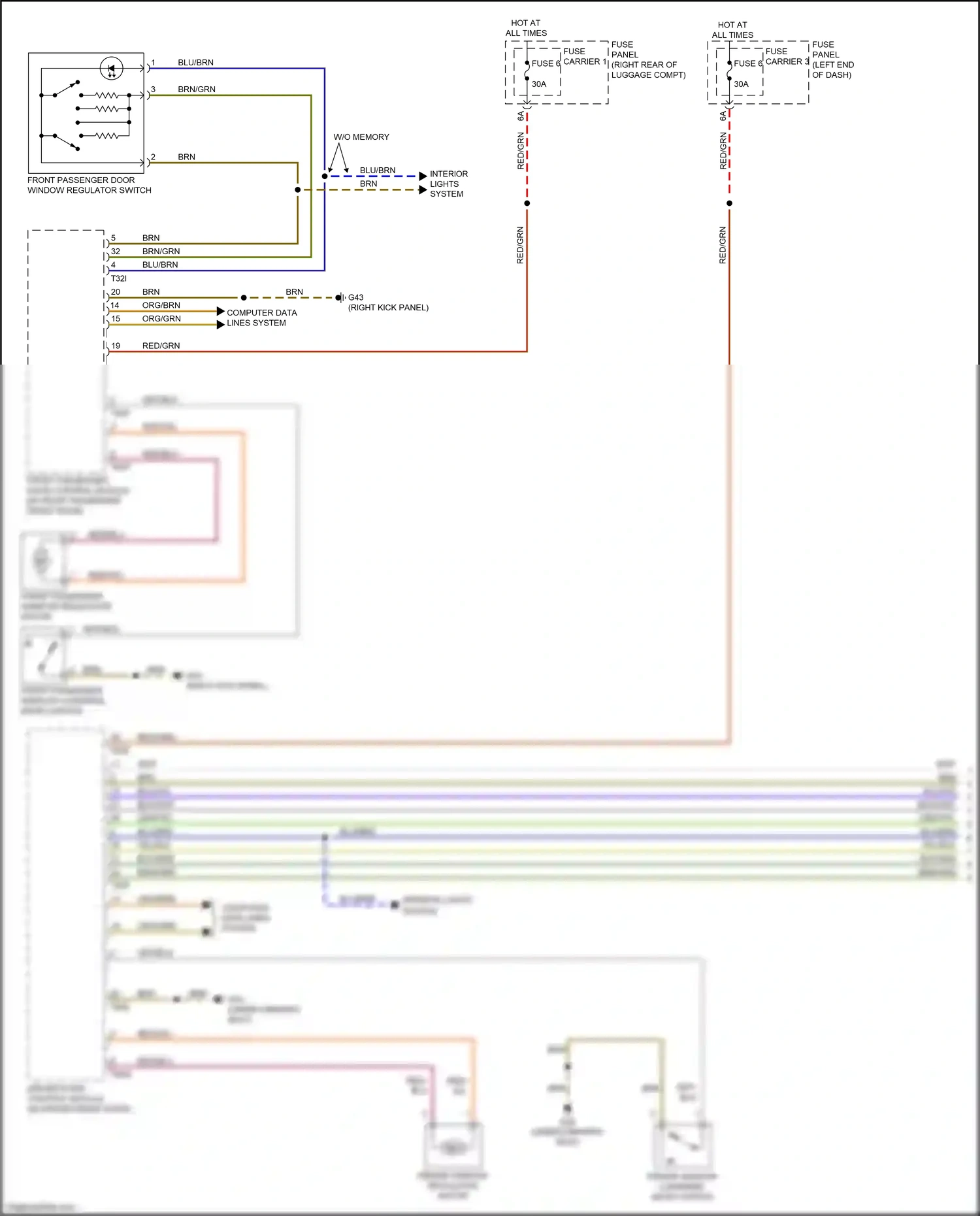 Audi RS7 I facelift (2014-2018) driver window lowering micro switch wiring diagram  (1 of 1)