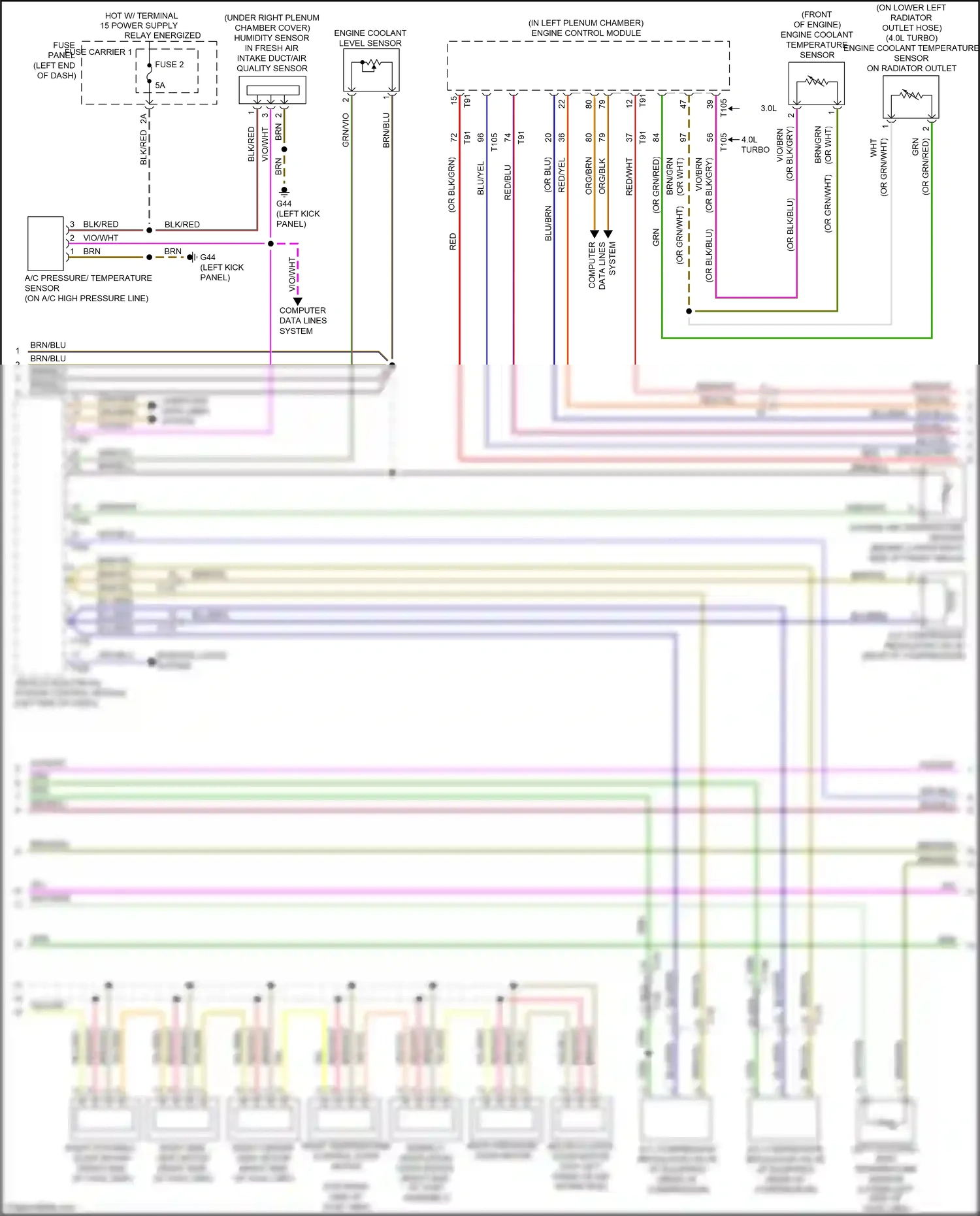 Audi RS7 I facelift (2014-2018) engine coolant level sensor wiring diagram  (2 of 5)