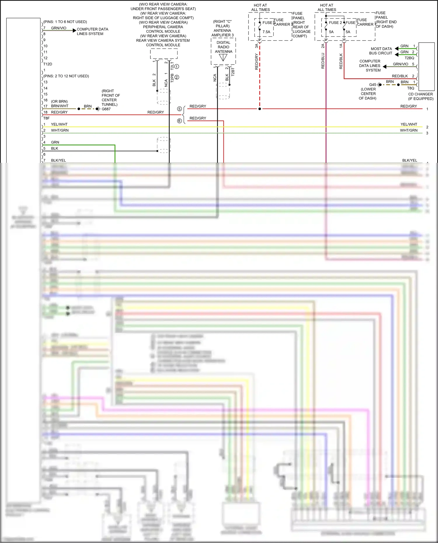 Audi RS7 I facelift (2014-2018) external audio source connection wiring diagram  (7 of 8)