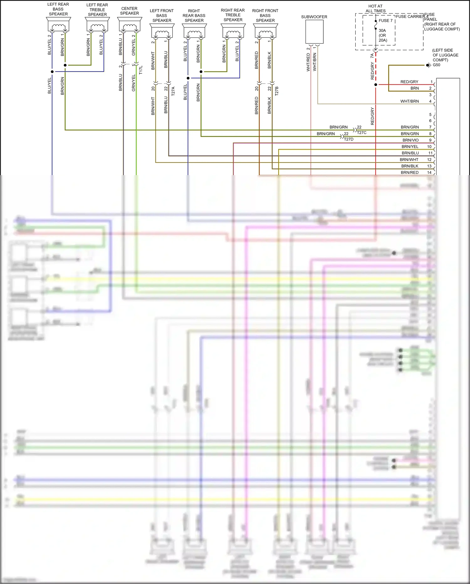 Audi RS7 I facelift (2014-2018) left front midrange speaker wiring diagram  (1 of 4)