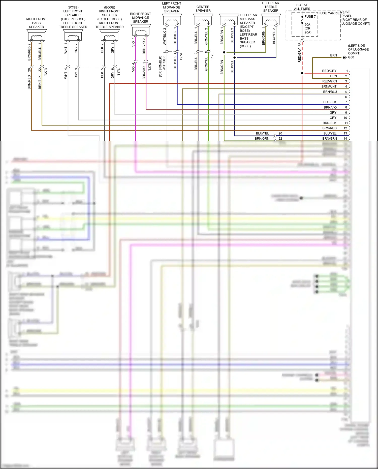 Audi RS7 I facelift (2014-2018) left front midrange speaker wiring diagram  (3 of 4)
