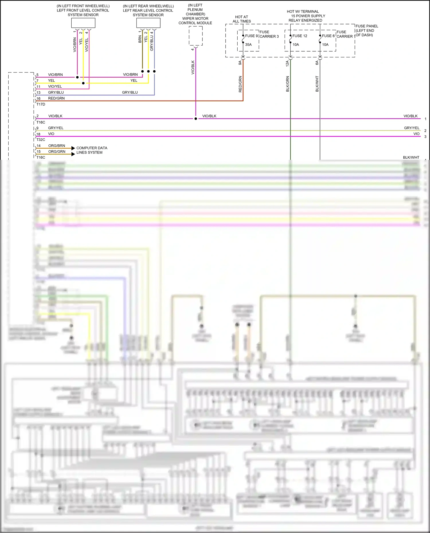 Audi RS7 I facelift (2014-2018) left rear level control system sensor wiring diagram  (4 of 4)