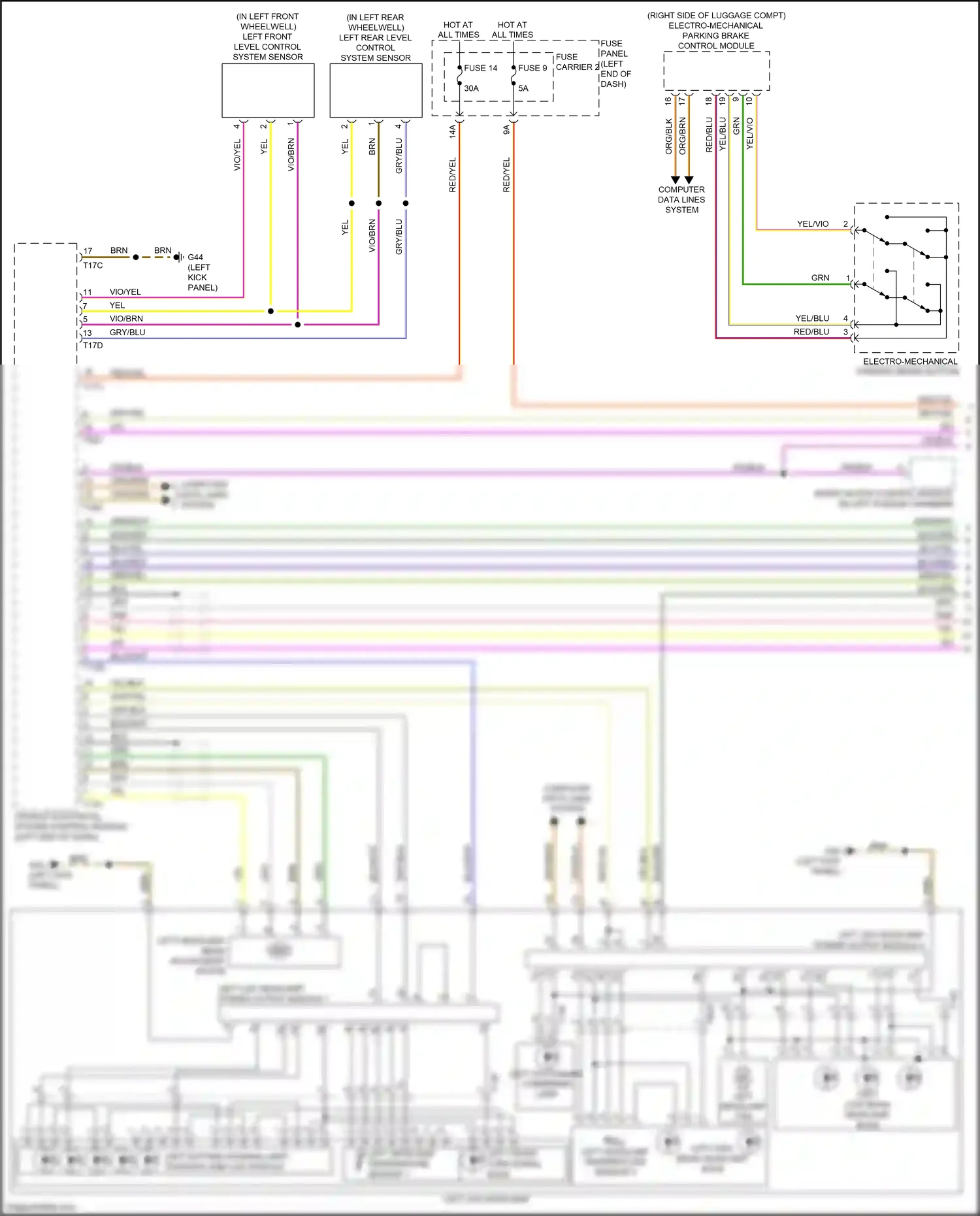 Audi RS7 I facelift (2014-2018) left rear level control system sensor wiring diagram  (2 of 4)