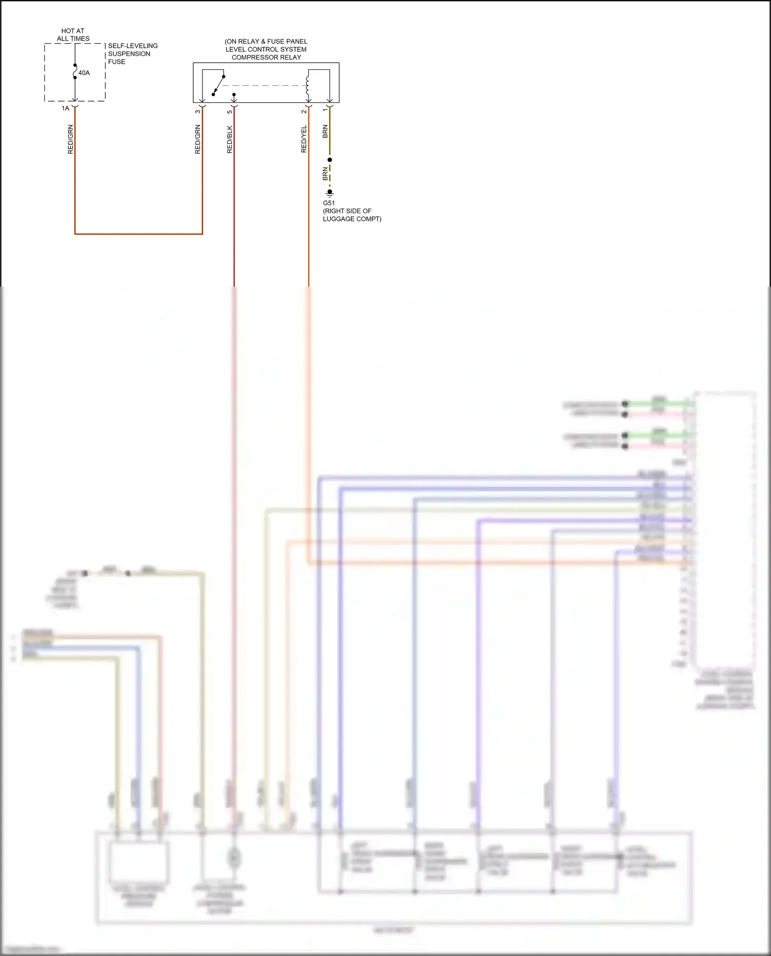Audi RS7 I facelift (2014-2018) level control system compressor relay wiring diagram  (1 of 2)