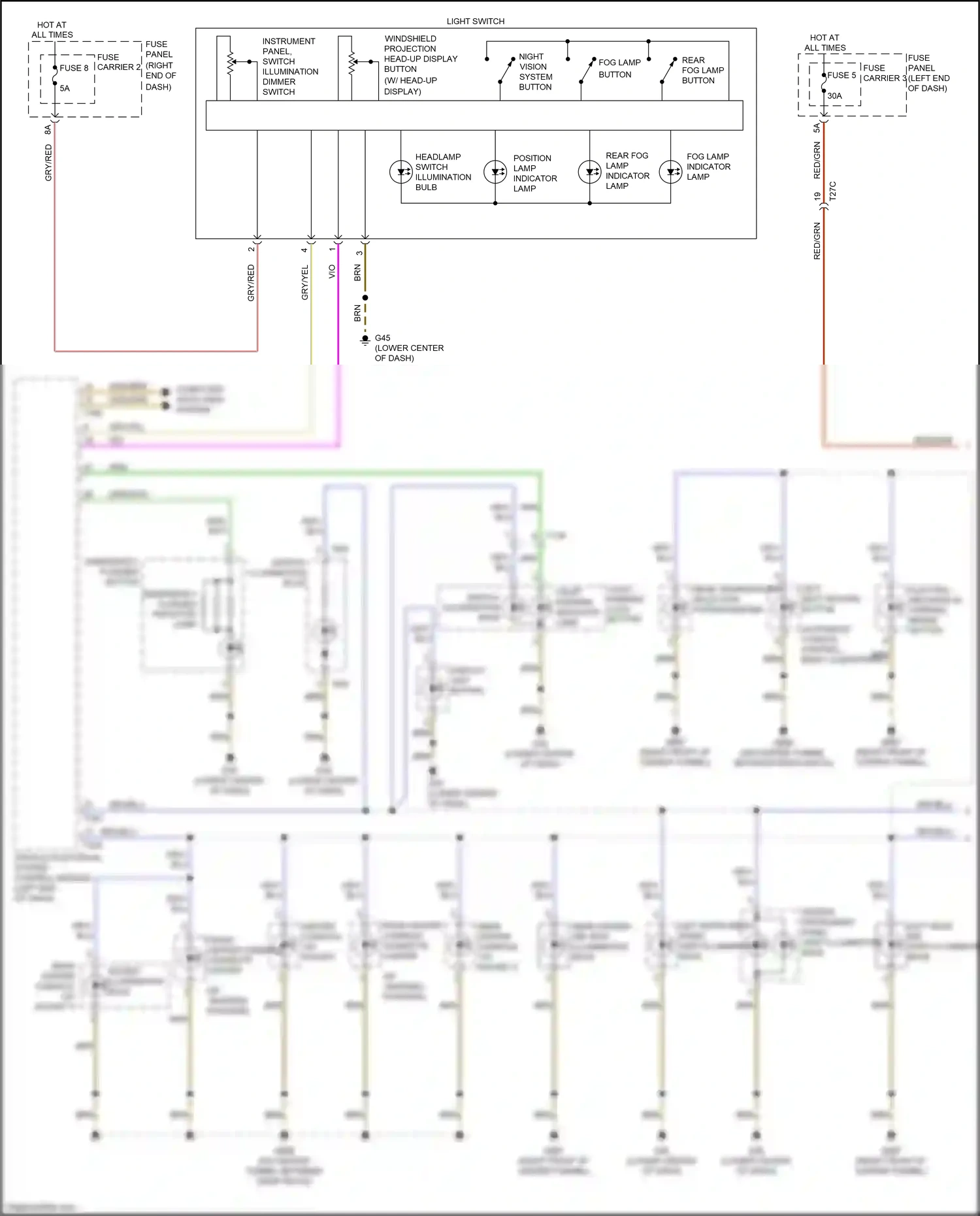 Audi RS7 I facelift (2014-2018) light switch wiring diagram  (7 of 9)