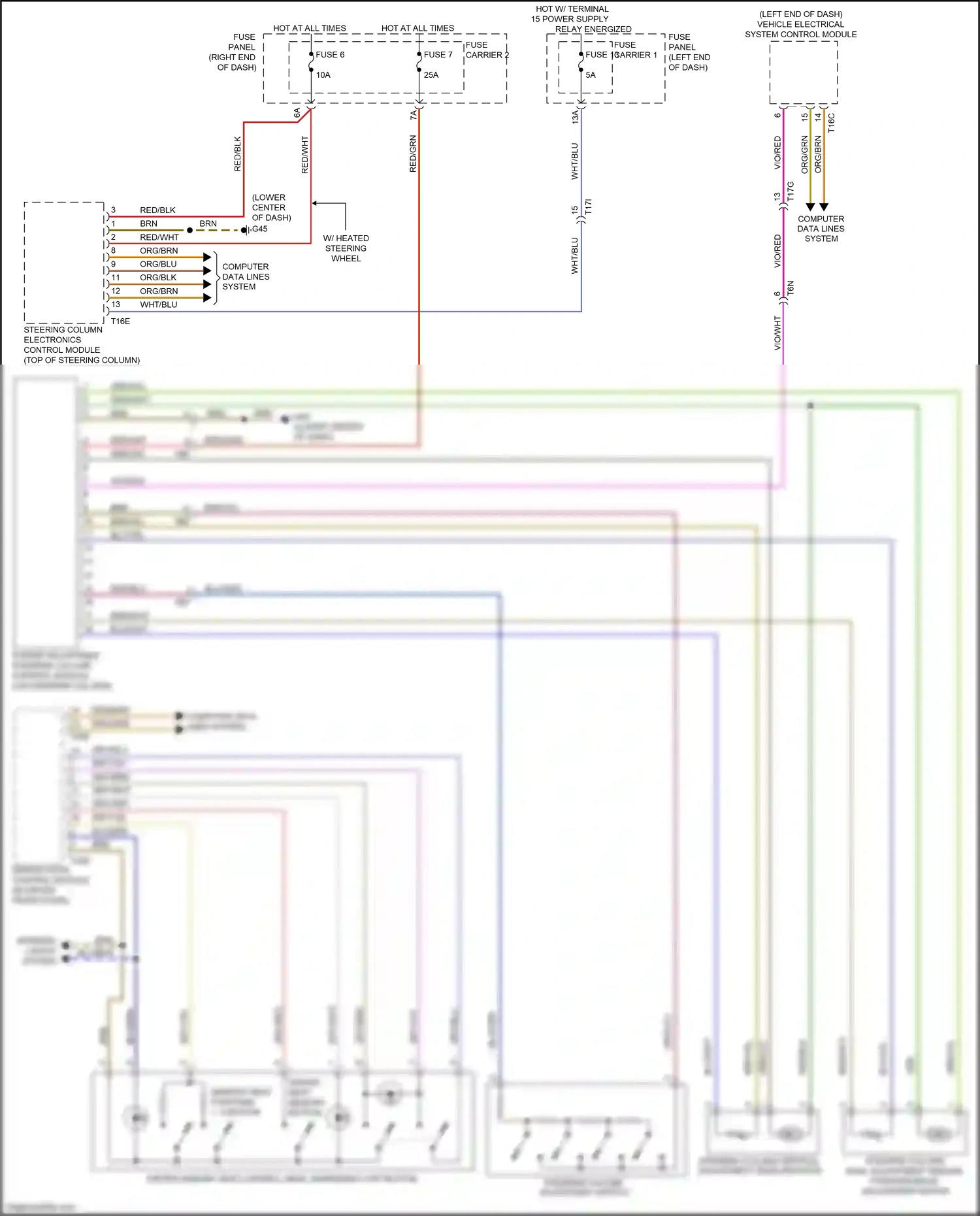 Audi RS7 I facelift (2014-2018) power adjustable steering column control module wiring diagram  (3 of 3)