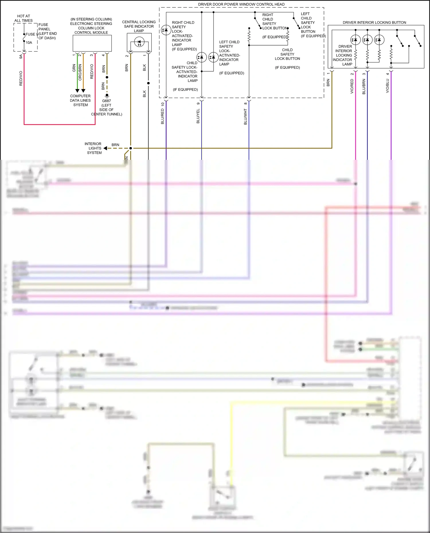 Audi RS7 II (2019-2024) driver interior locking button wiring diagram  (1 of 3)